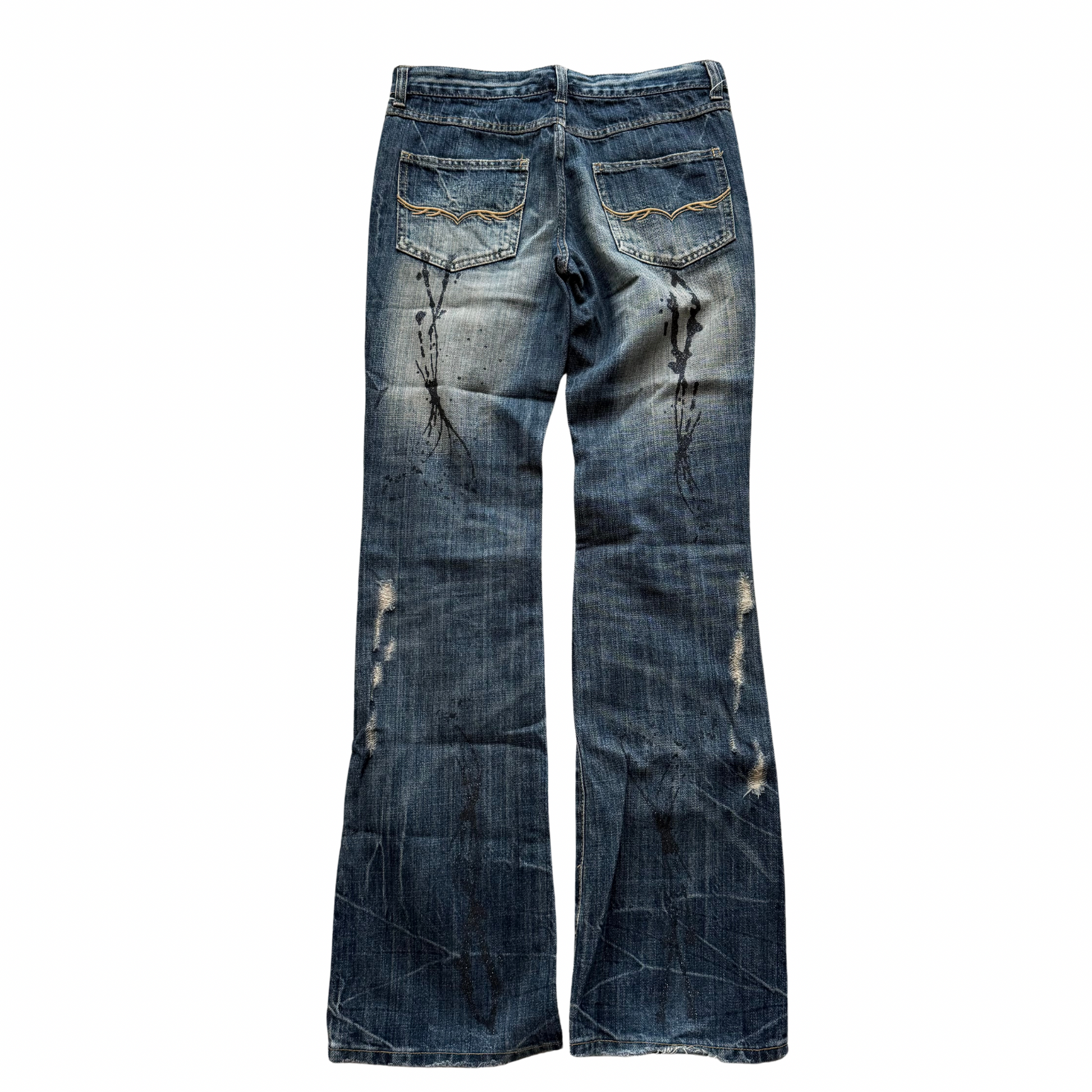 FUGA painted distressed denim