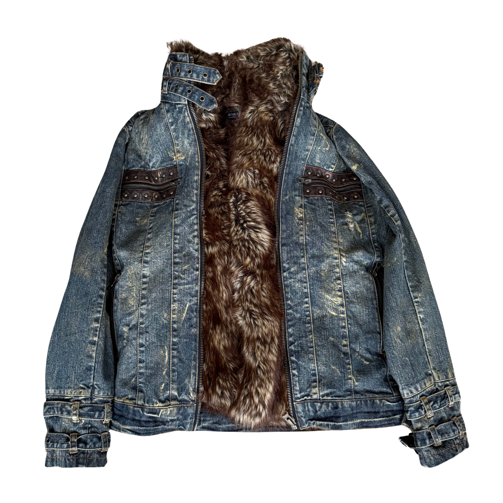 In the attic mud washed fur jacket