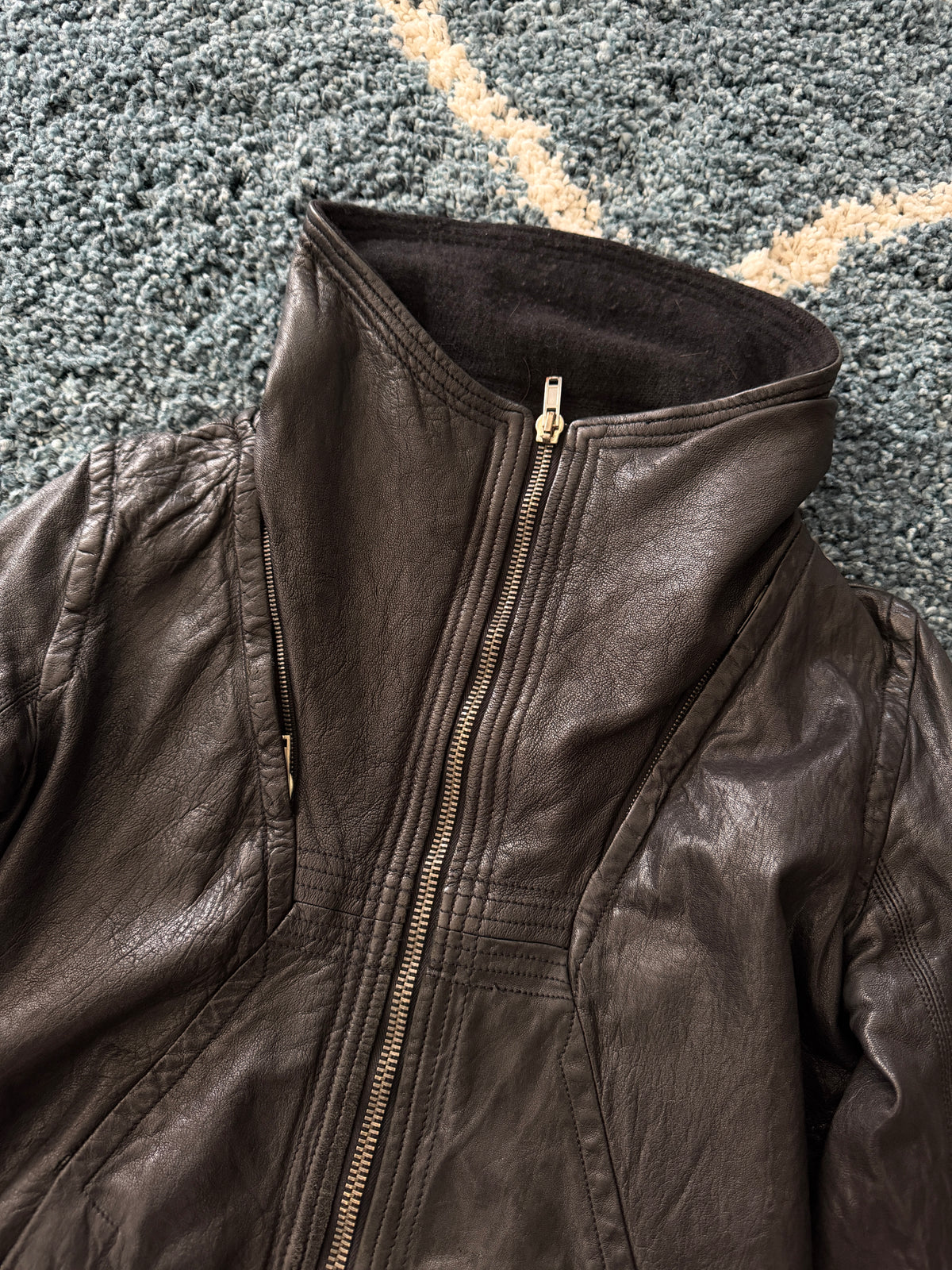 AW/08 Rick Owens Maga High-Neck Leather Jacket (46)