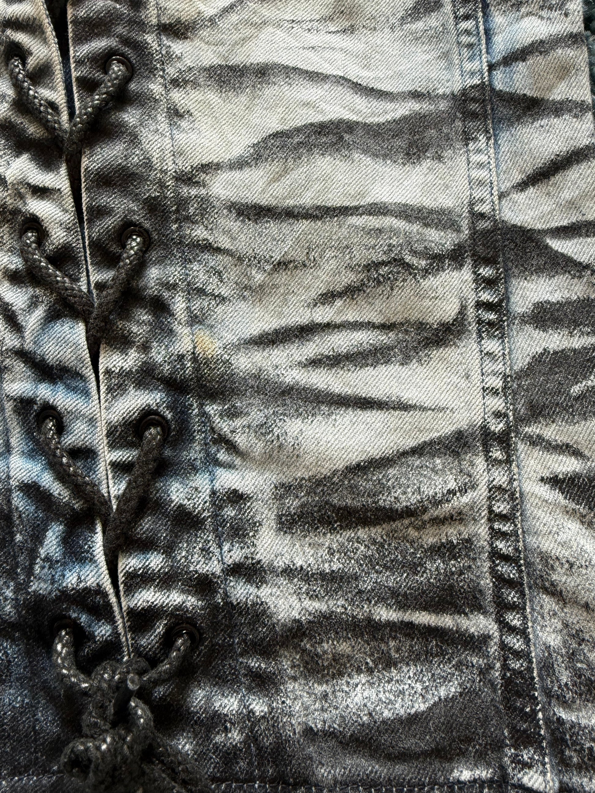 Tornado Mart Zebra laced up spiral flared jeans