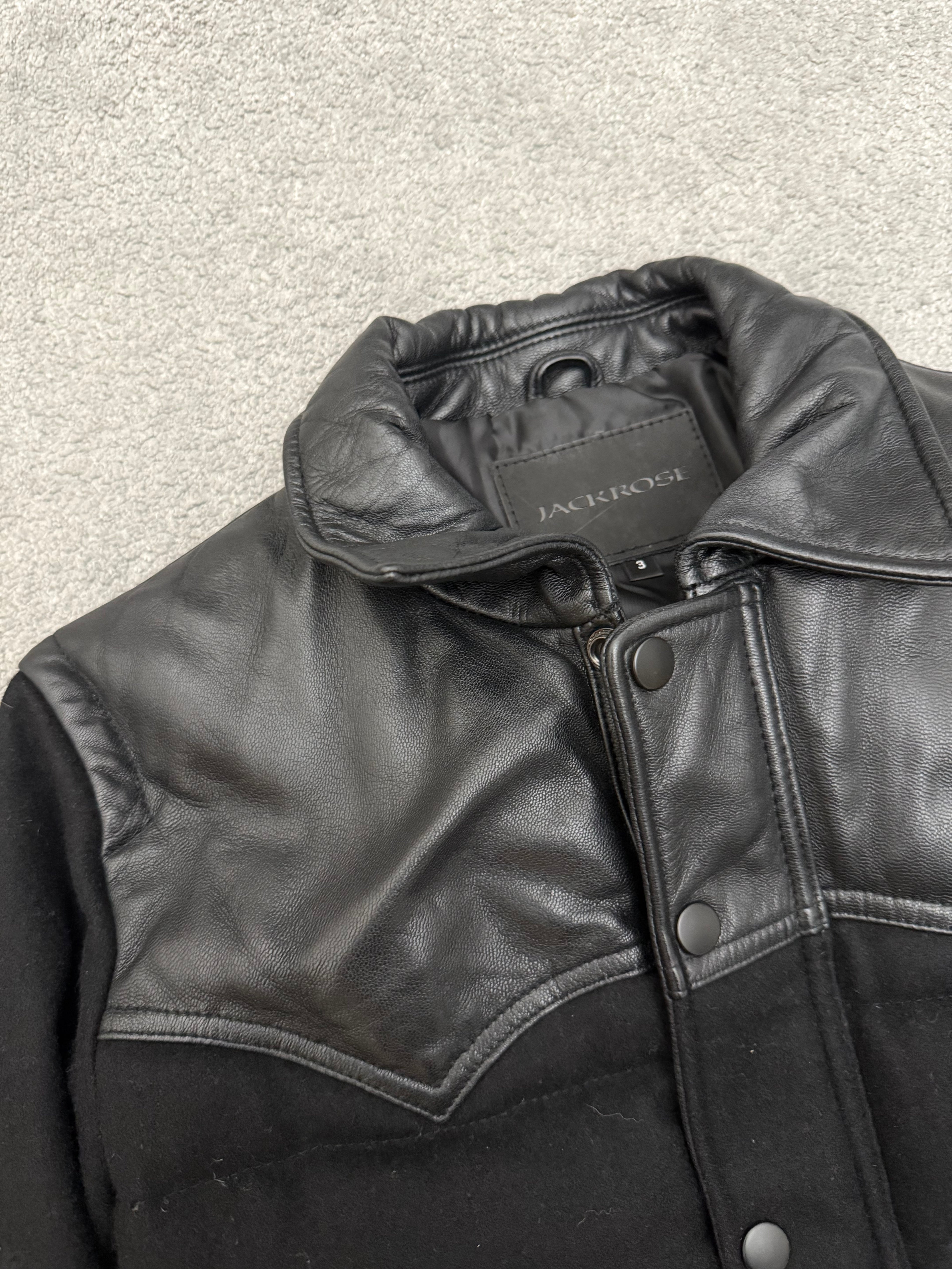 Jack Rose Western Leather Hybrid Puffer Jacket