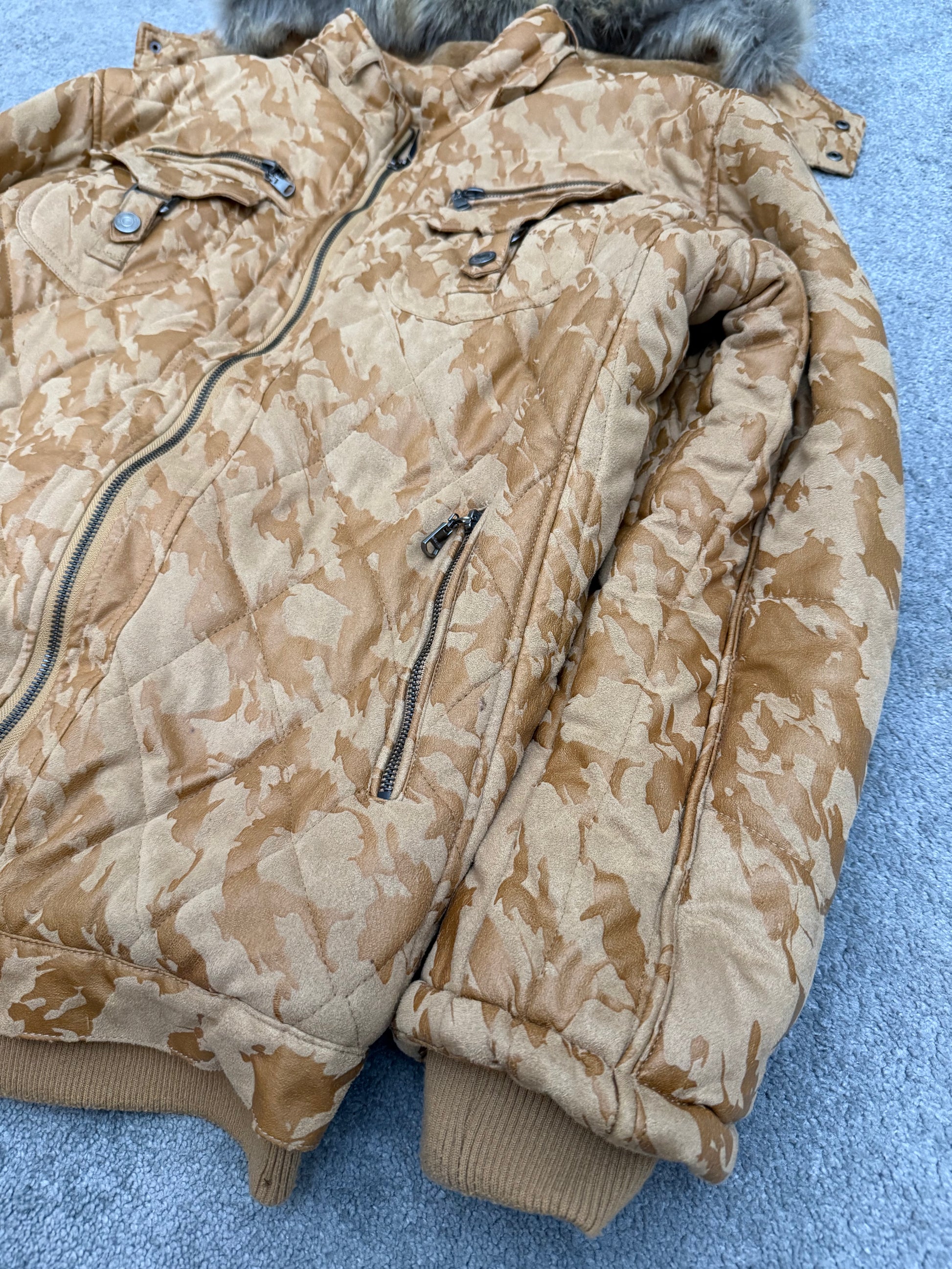 In the attic Full Fur Interior Detachable Hood Puffer Jacket