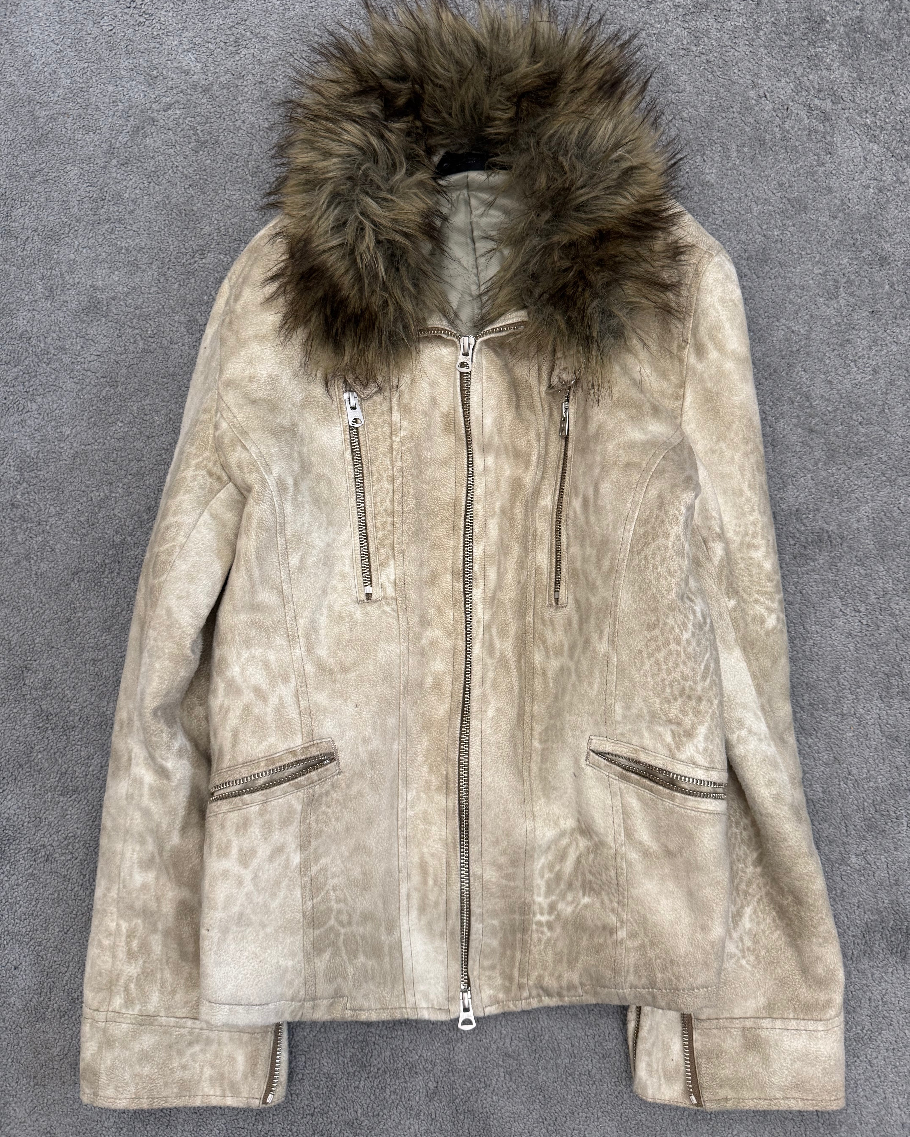 Tornado Mart Leopard Fur Suede Jacket