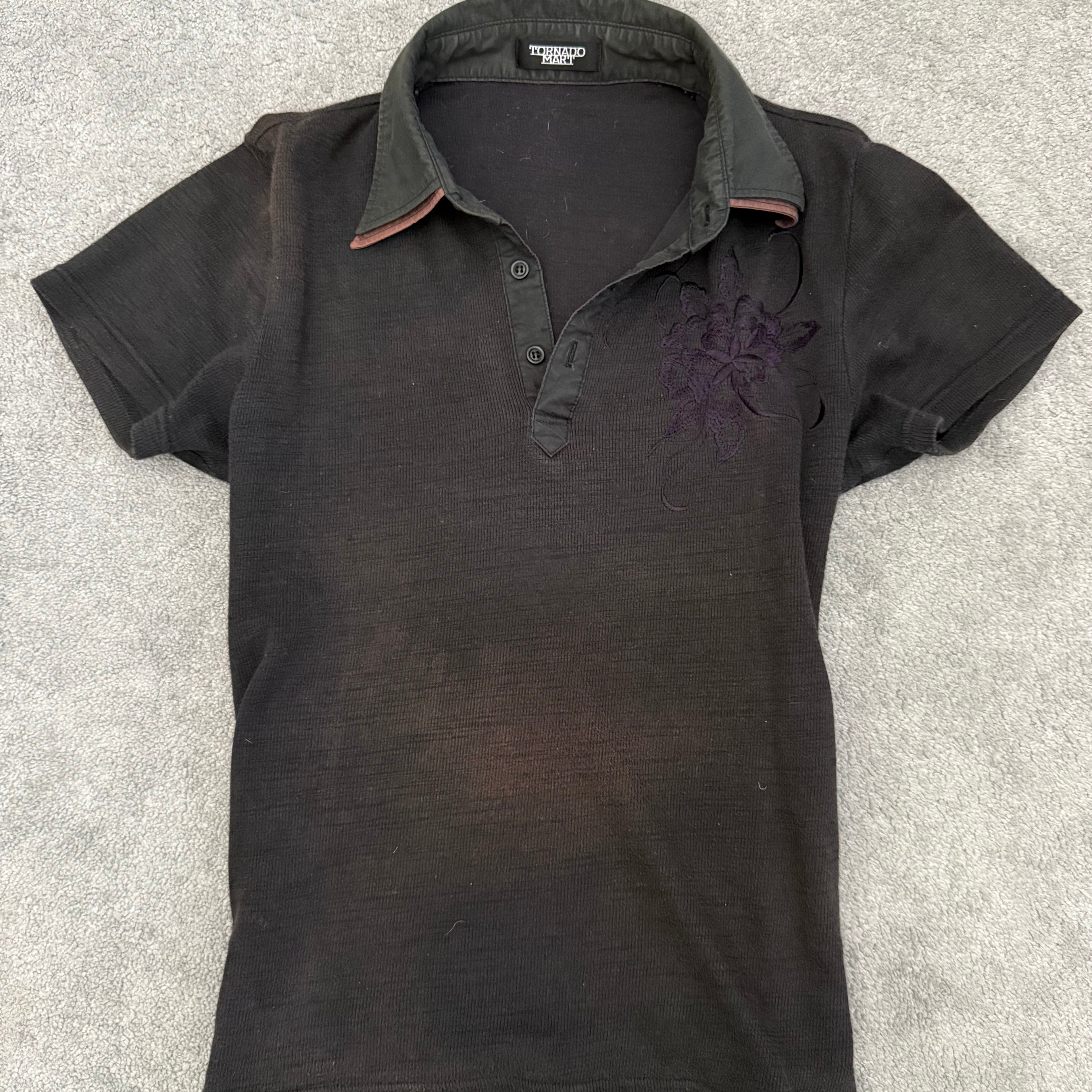 Tornado Mart Sun Faded Tribal Rose Polo Shirt
