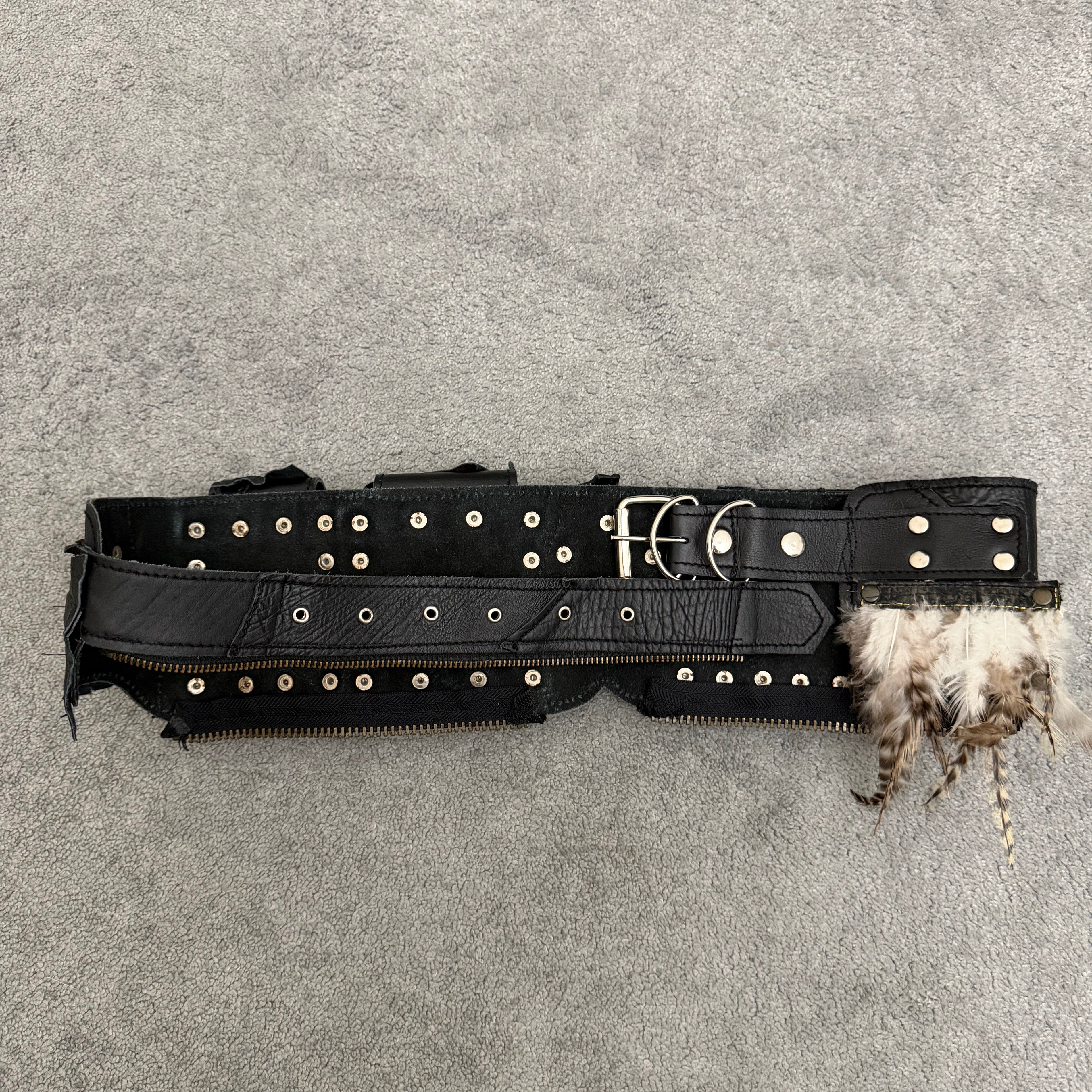 Leather feather Belt Bag