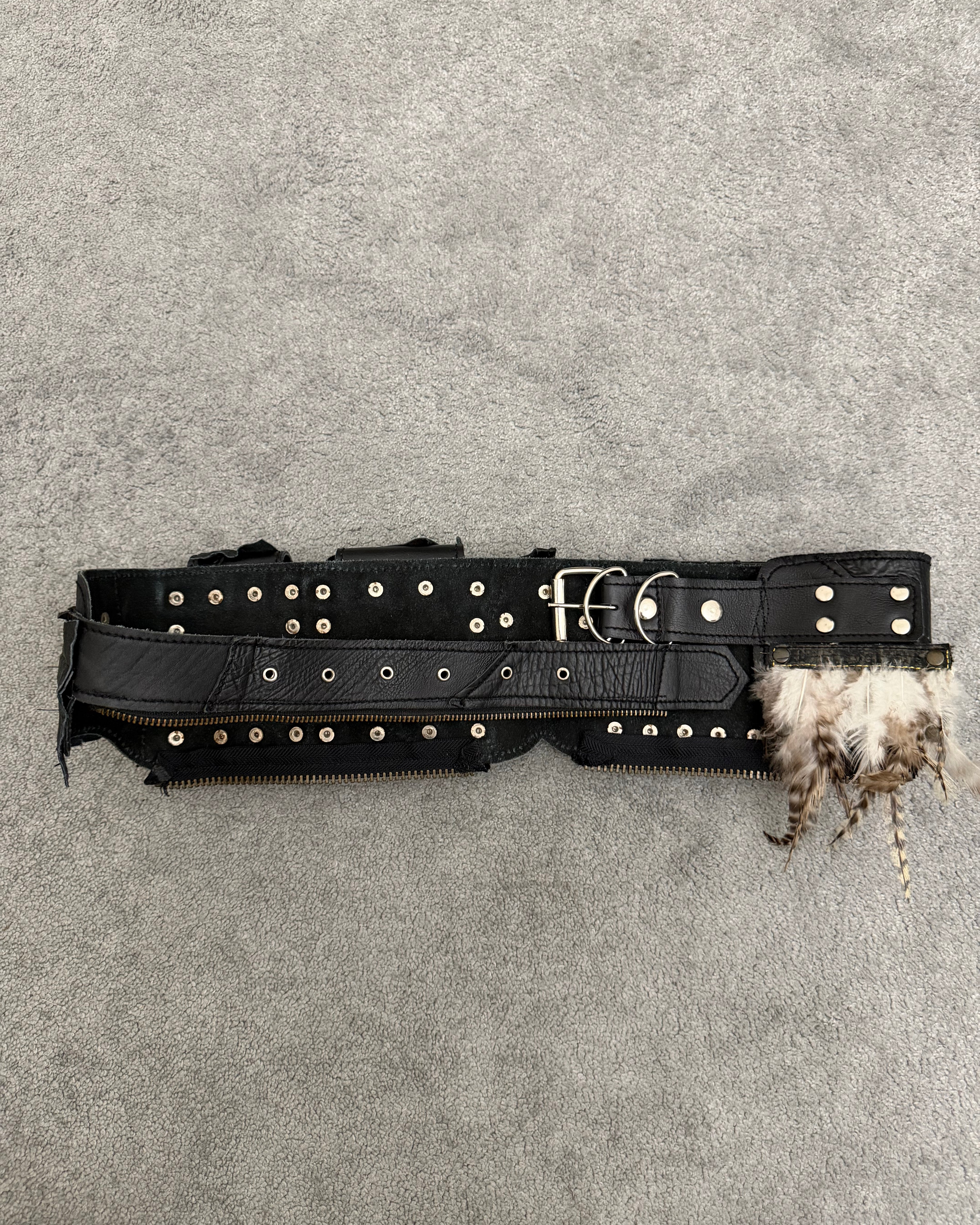 Leather feather Belt Bag
