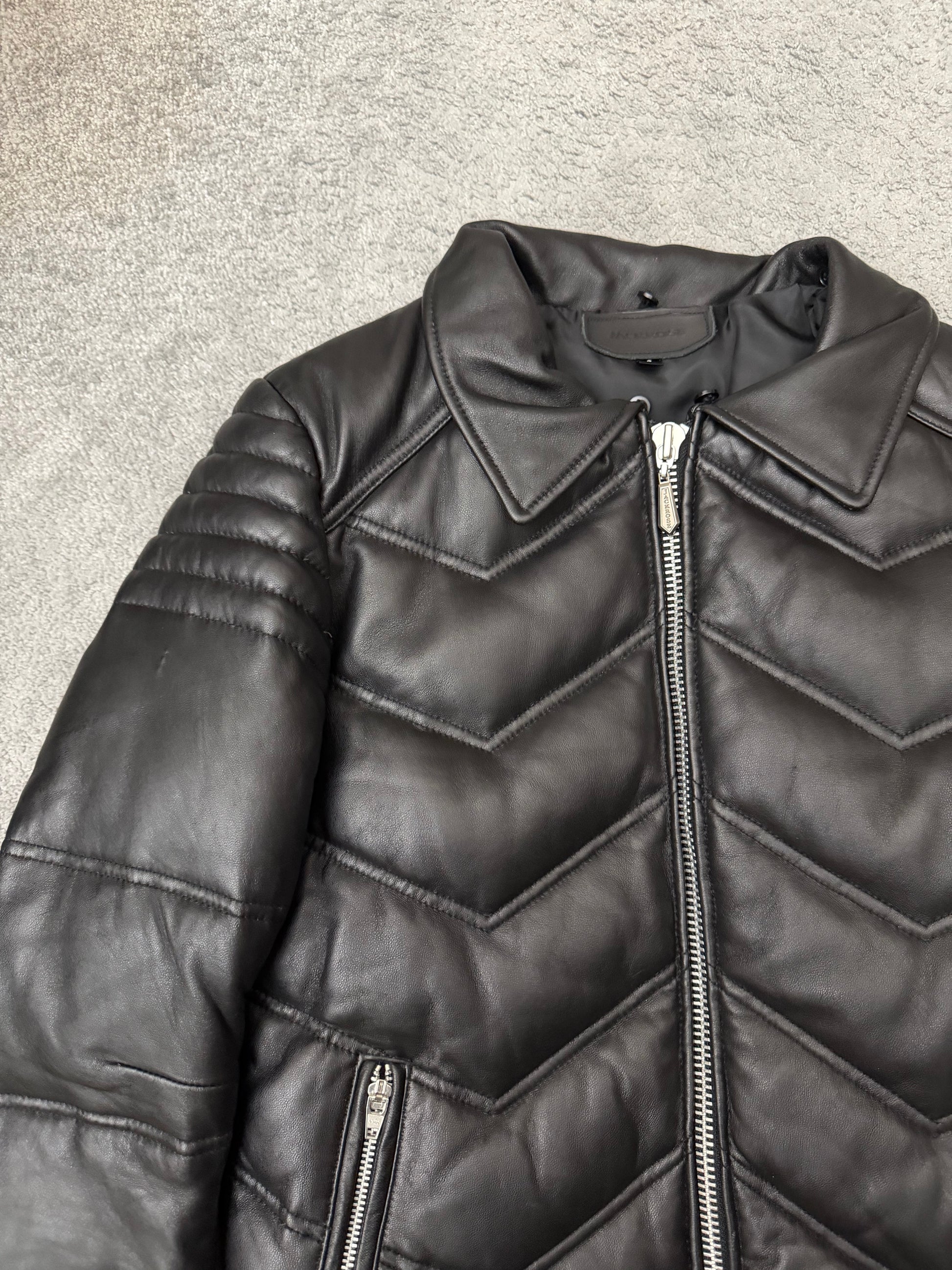Jack Rose Leather Puffer Jacket