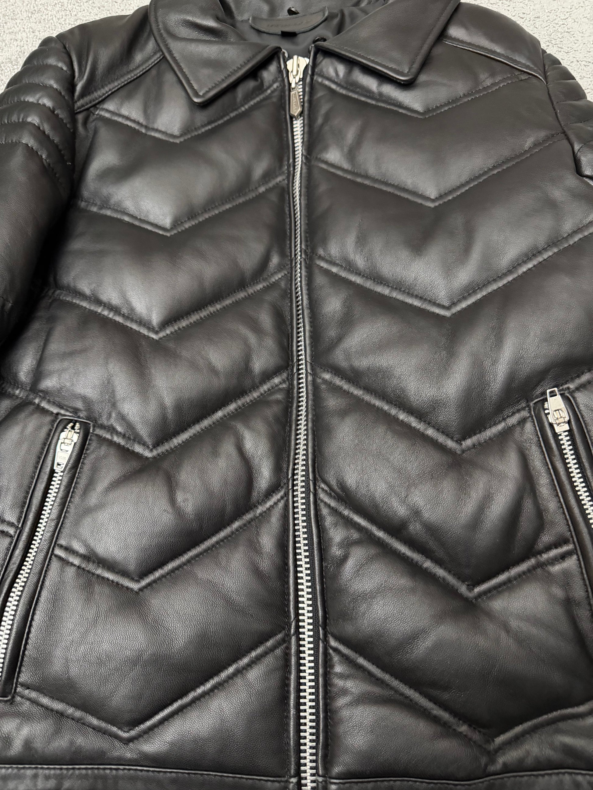 Jack Rose Leather Puffer Jacket