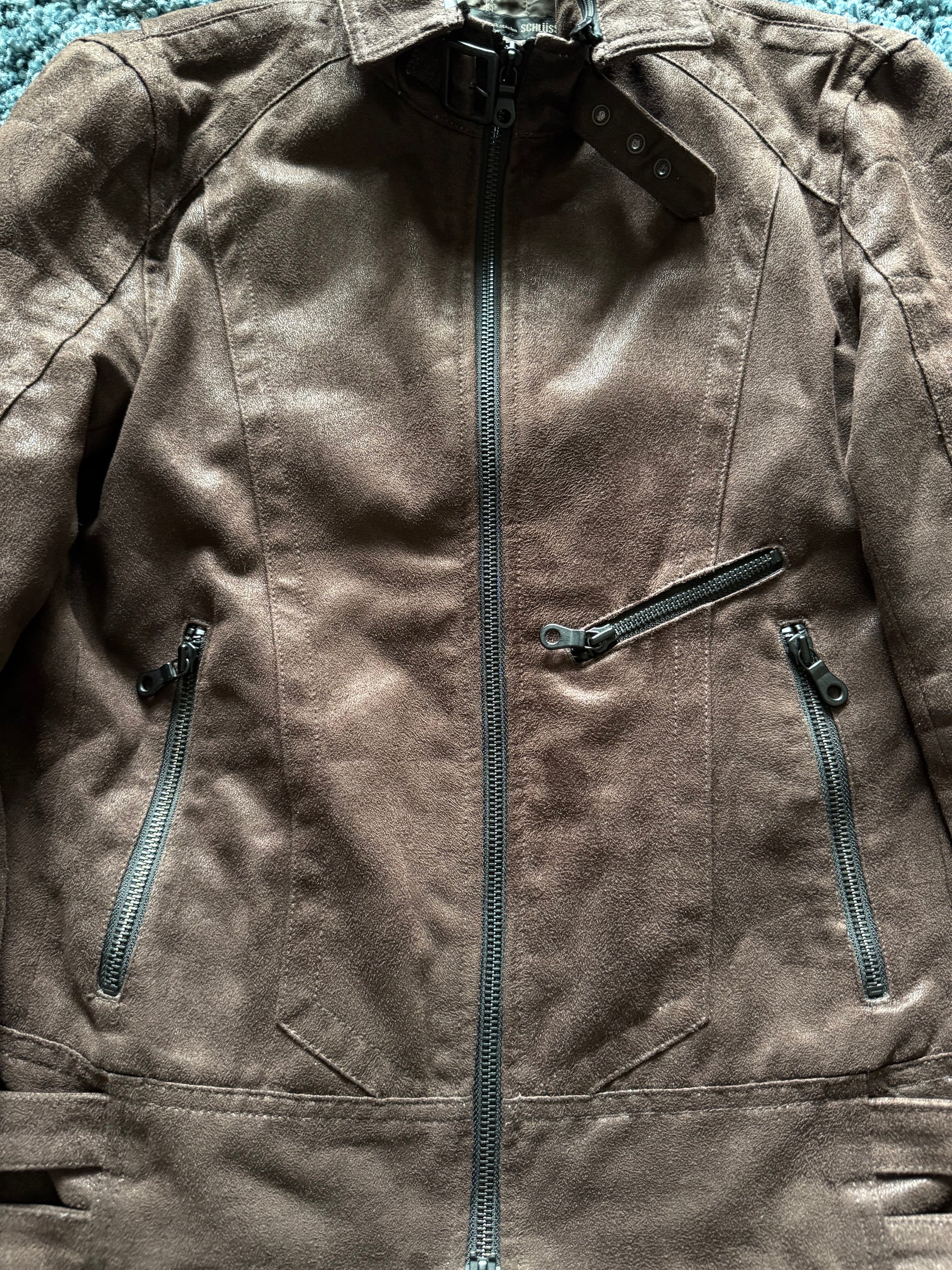 Schlussel micro suede Bondadge jacket