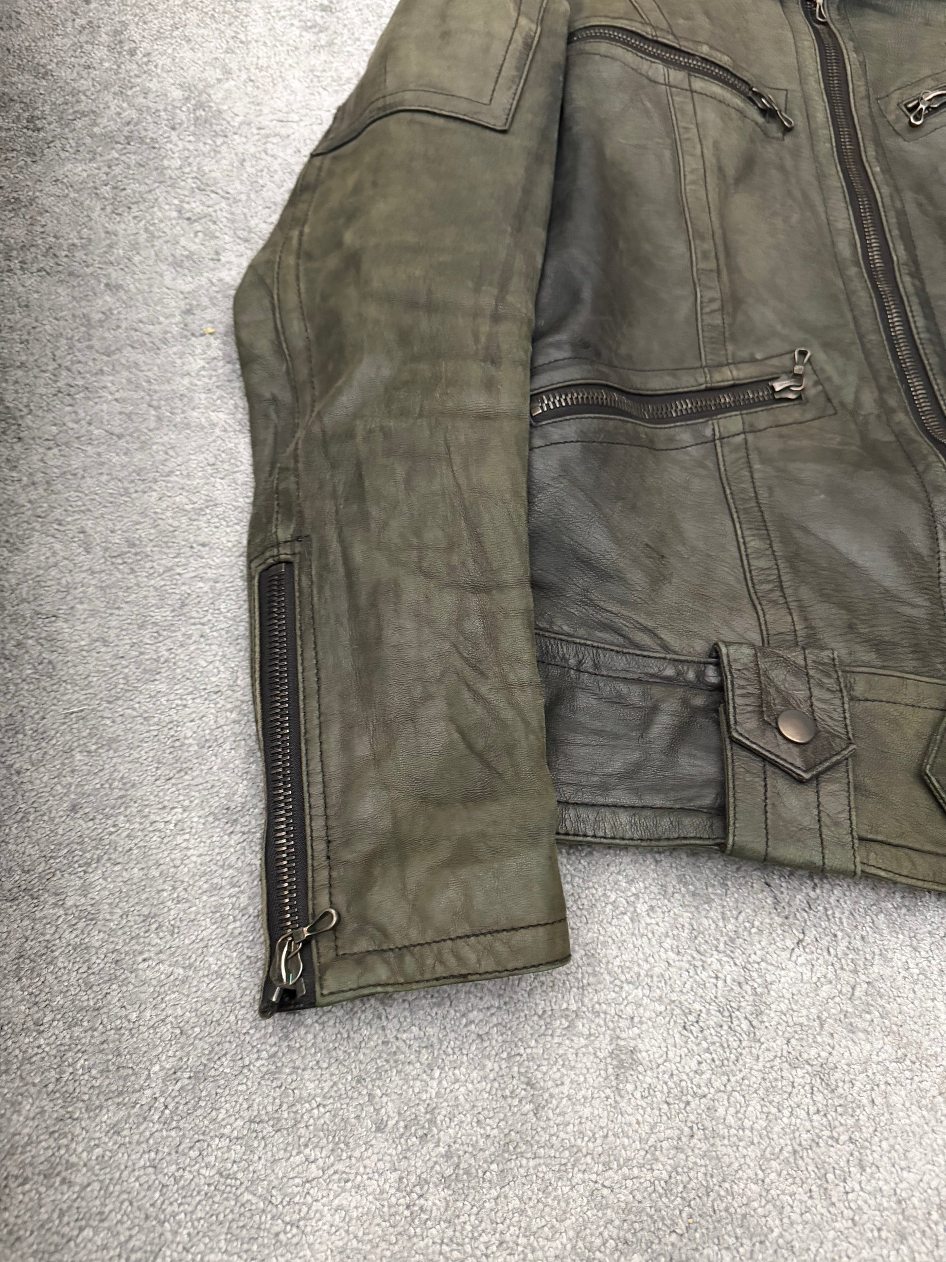 Shellac 00‘s Emerald Tank Rabbit Fur Leather Jacket