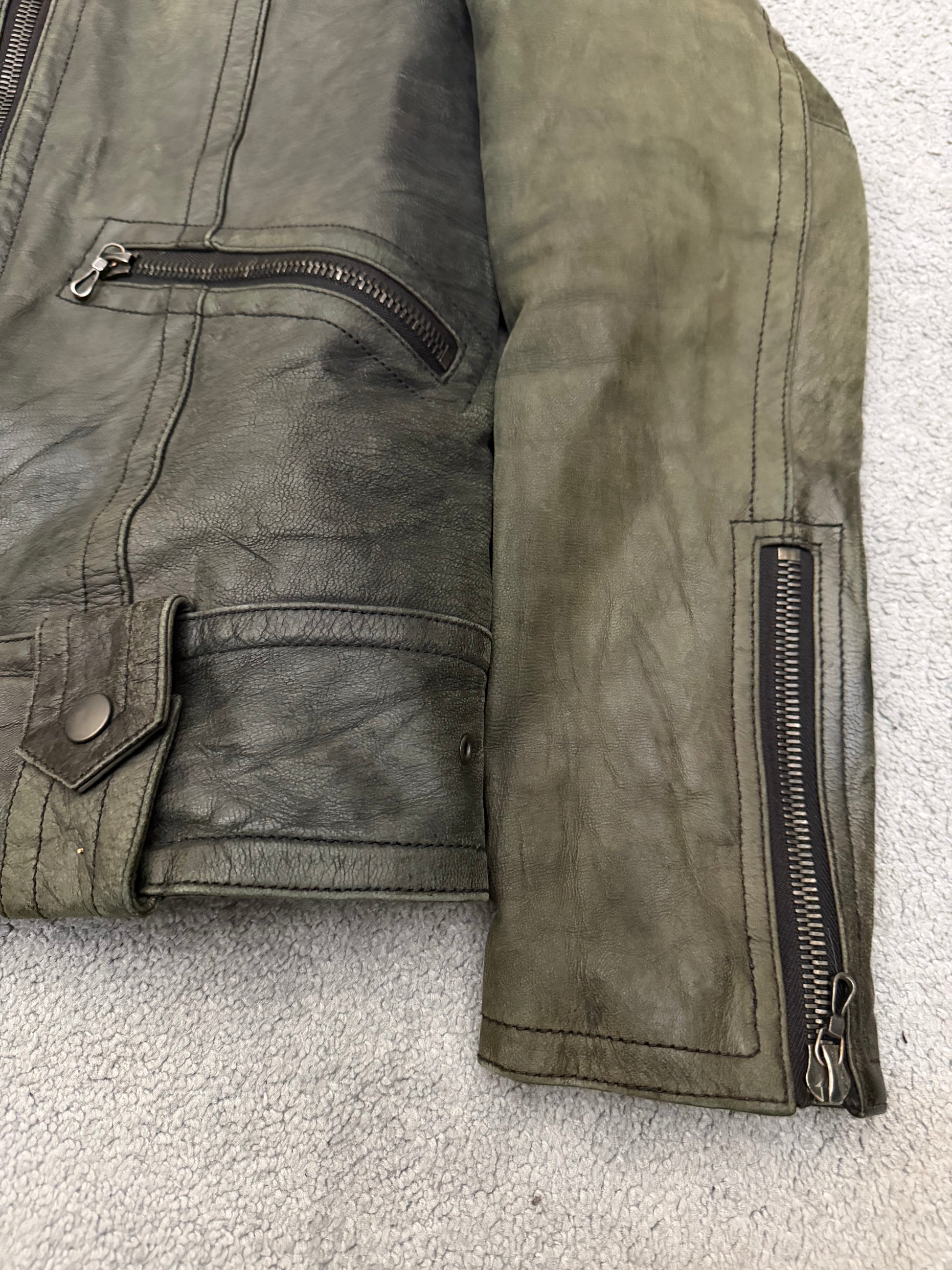Shellac 00‘s Emerald Tank Rabbit Fur Leather Jacket