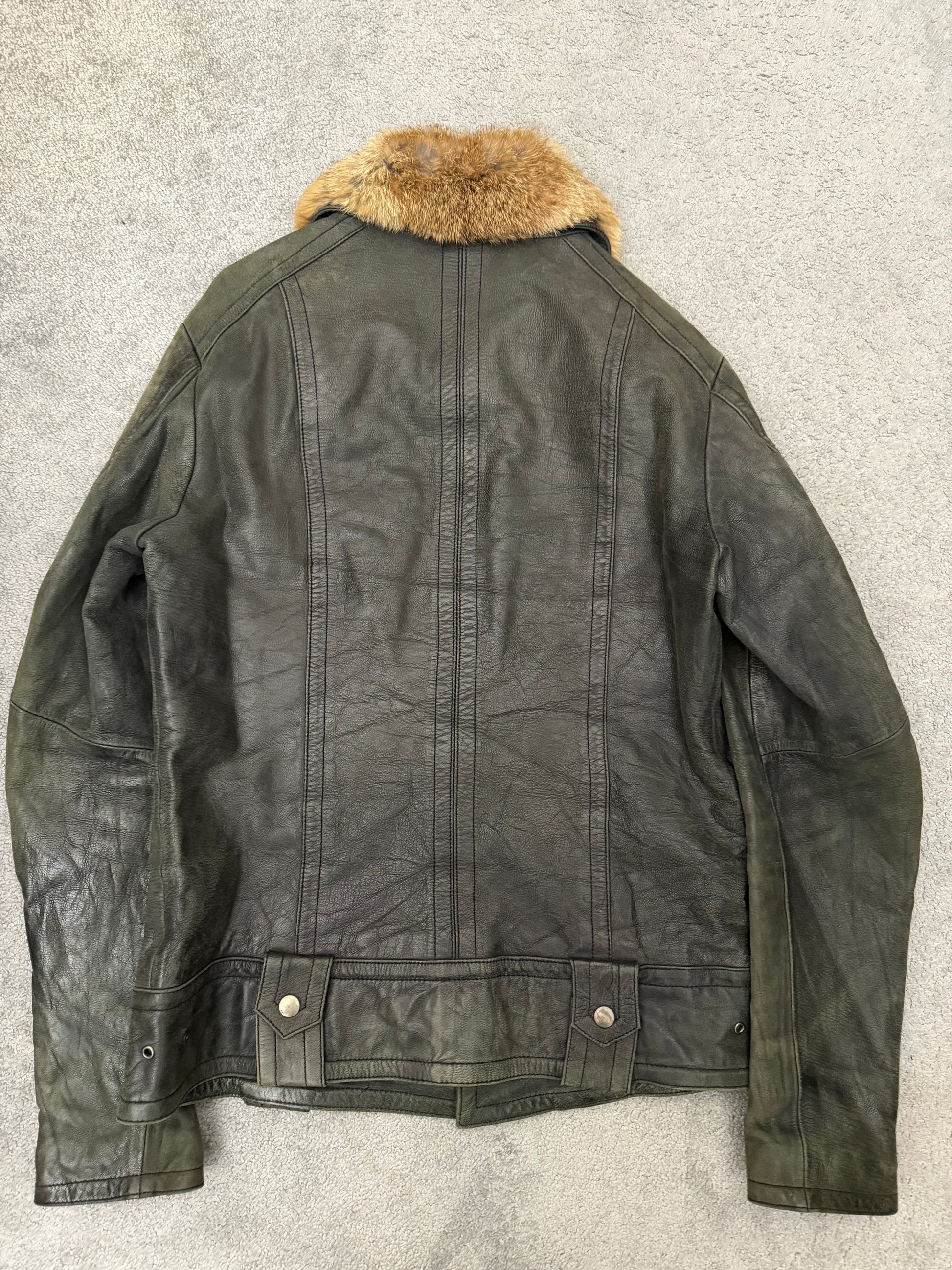 Shellac 00‘s Emerald Tank Rabbit Fur Leather Jacket
