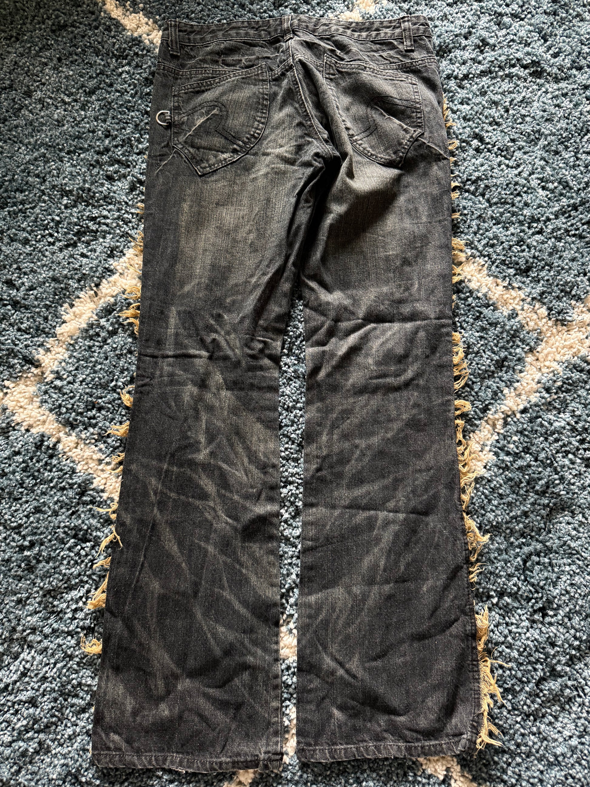 Philodox honeycomb fringed flared jeans