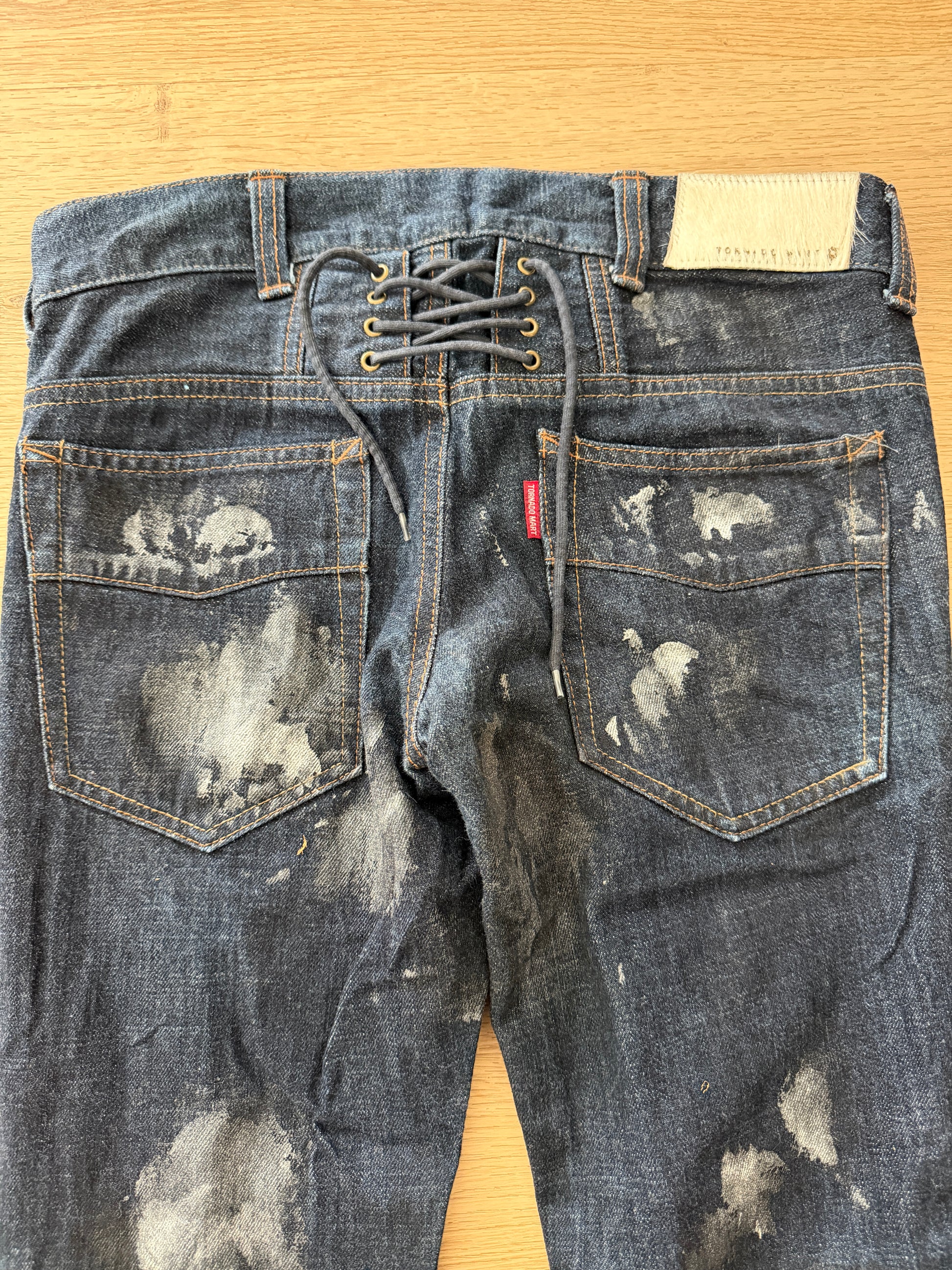 Tornado Mart Waxed Backlaced Bell Bottoms