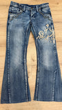 Tornado Mart Tribal Embroidered Flared Denim