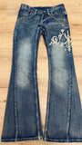Tornado Mart Tribal Embroidery Flared Denim