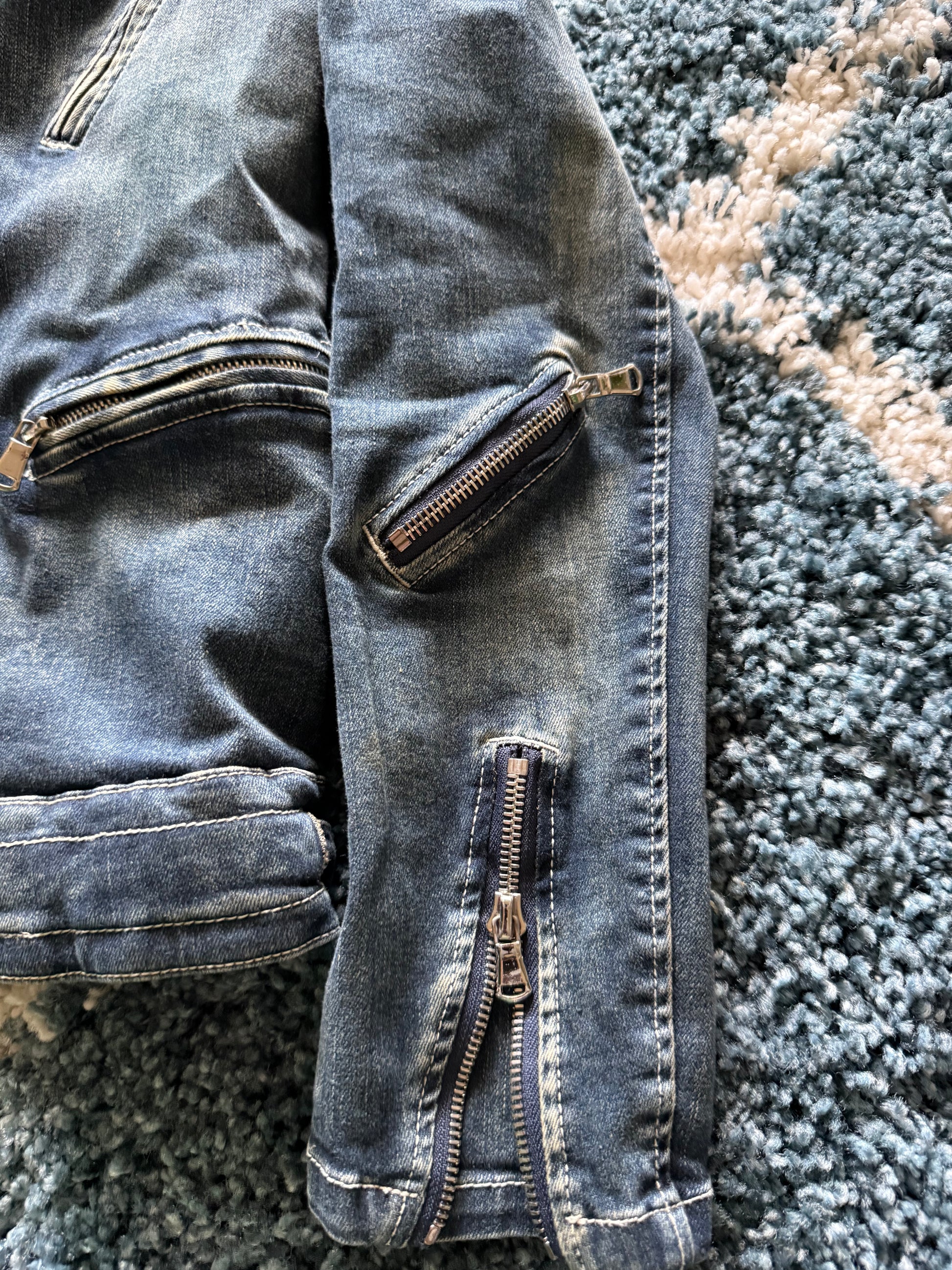 Buffalo Bobs multi function Asymetrical zipper denim jacket