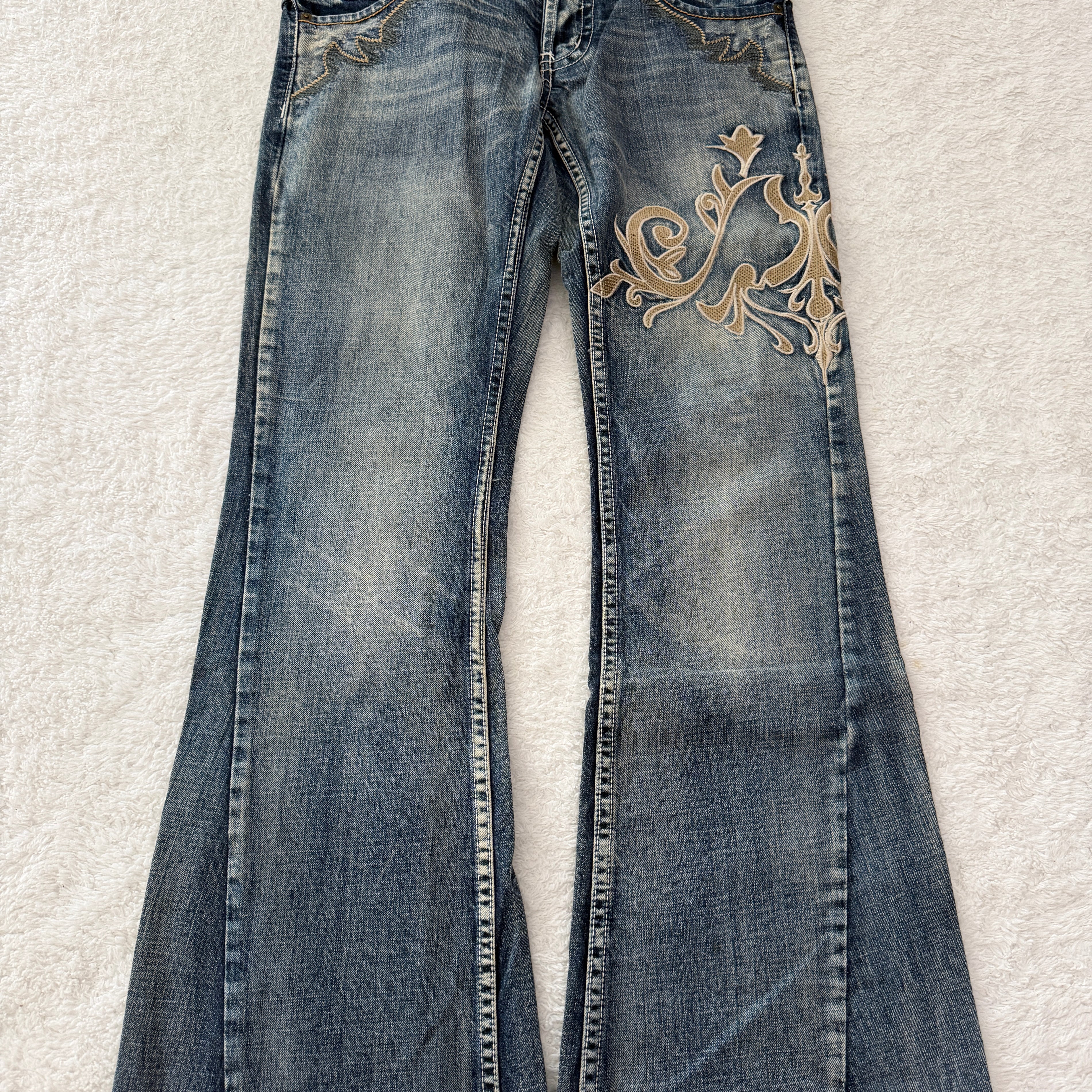 Tornado Mart Tribal Embroidered Flared Denim