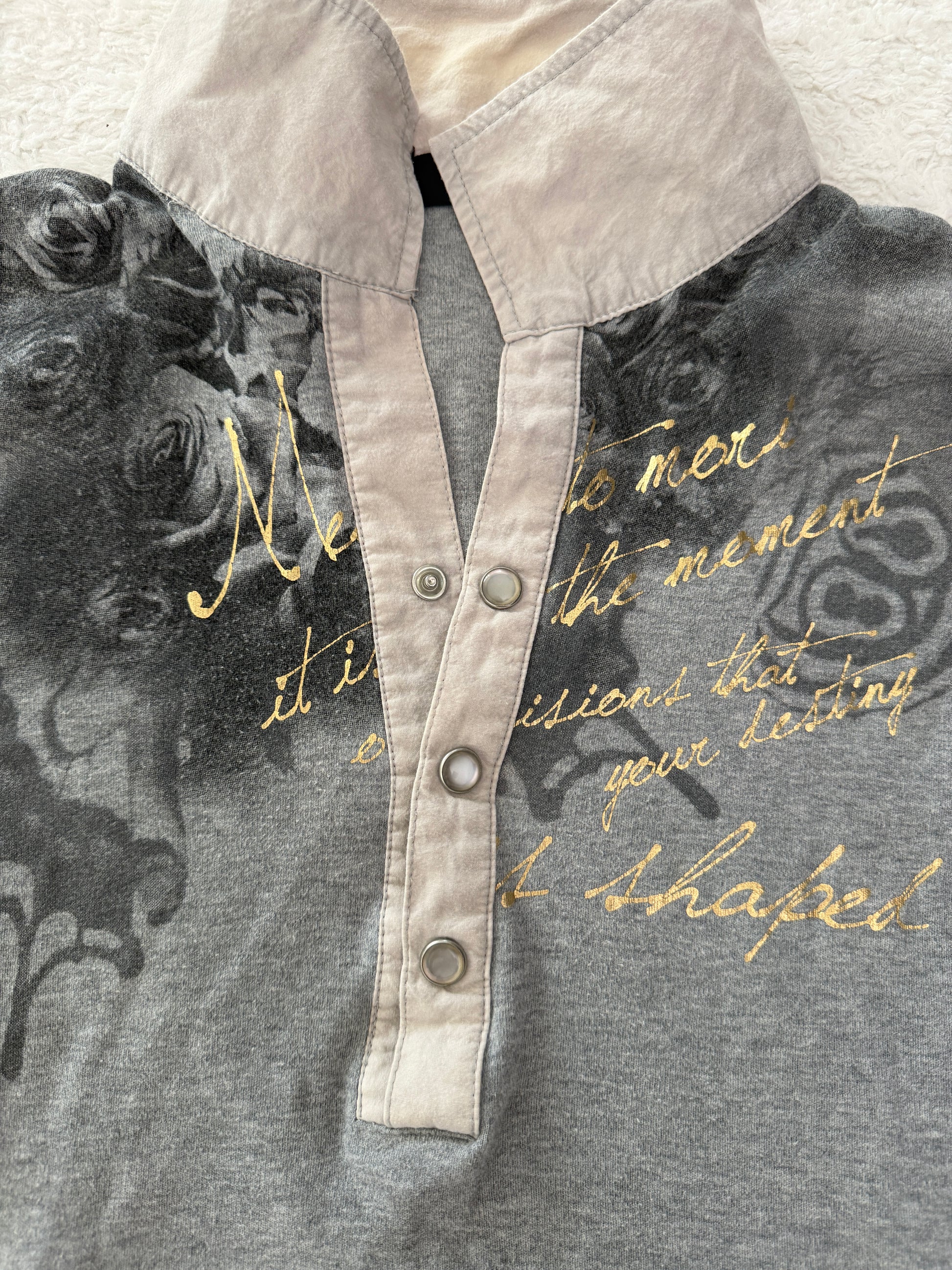 Tornado Mart Strap Rose Butterfly Poem Polo Shirt