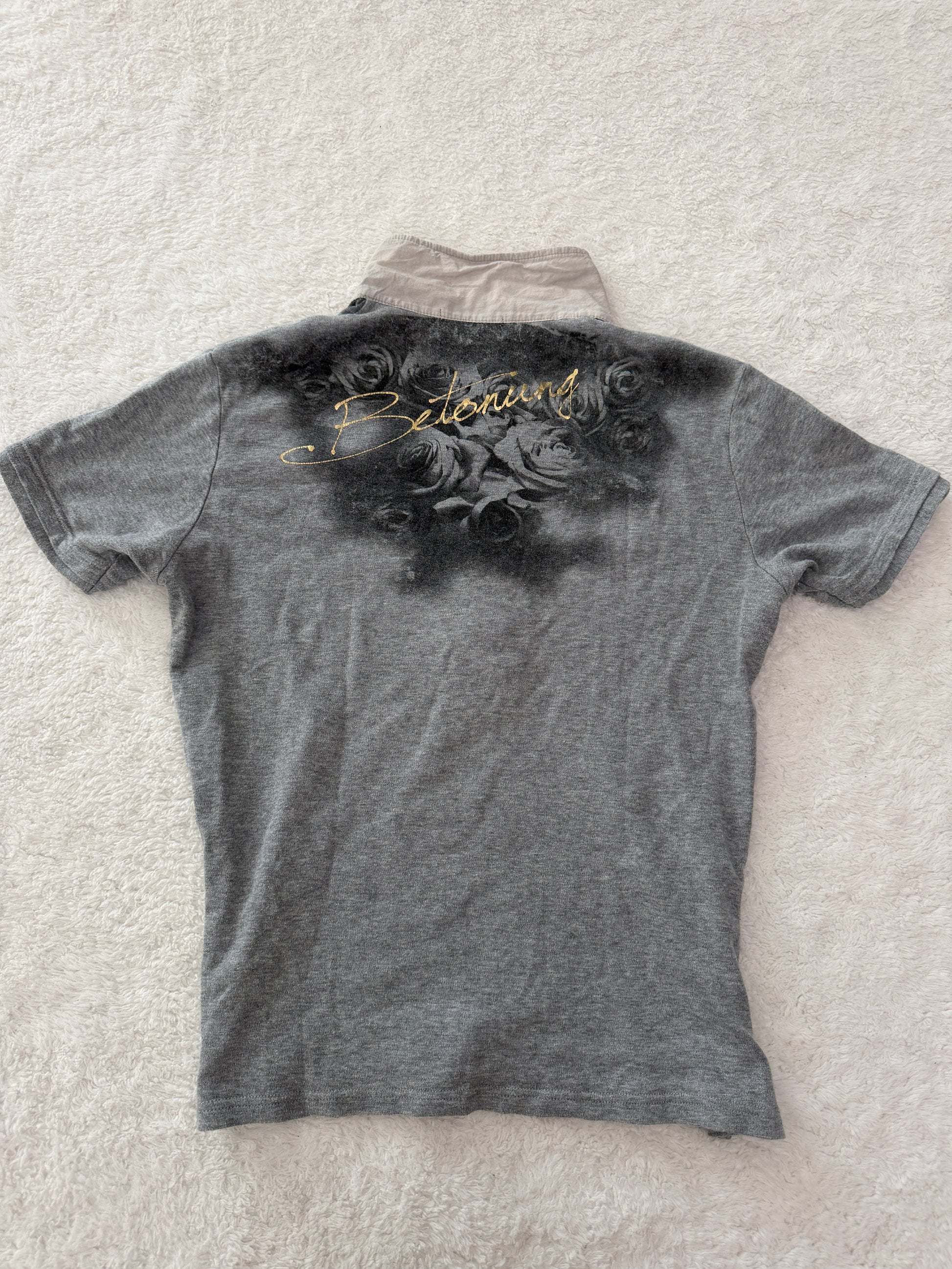 Tornado Mart Strap Rose Butterfly Poem Polo Shirt