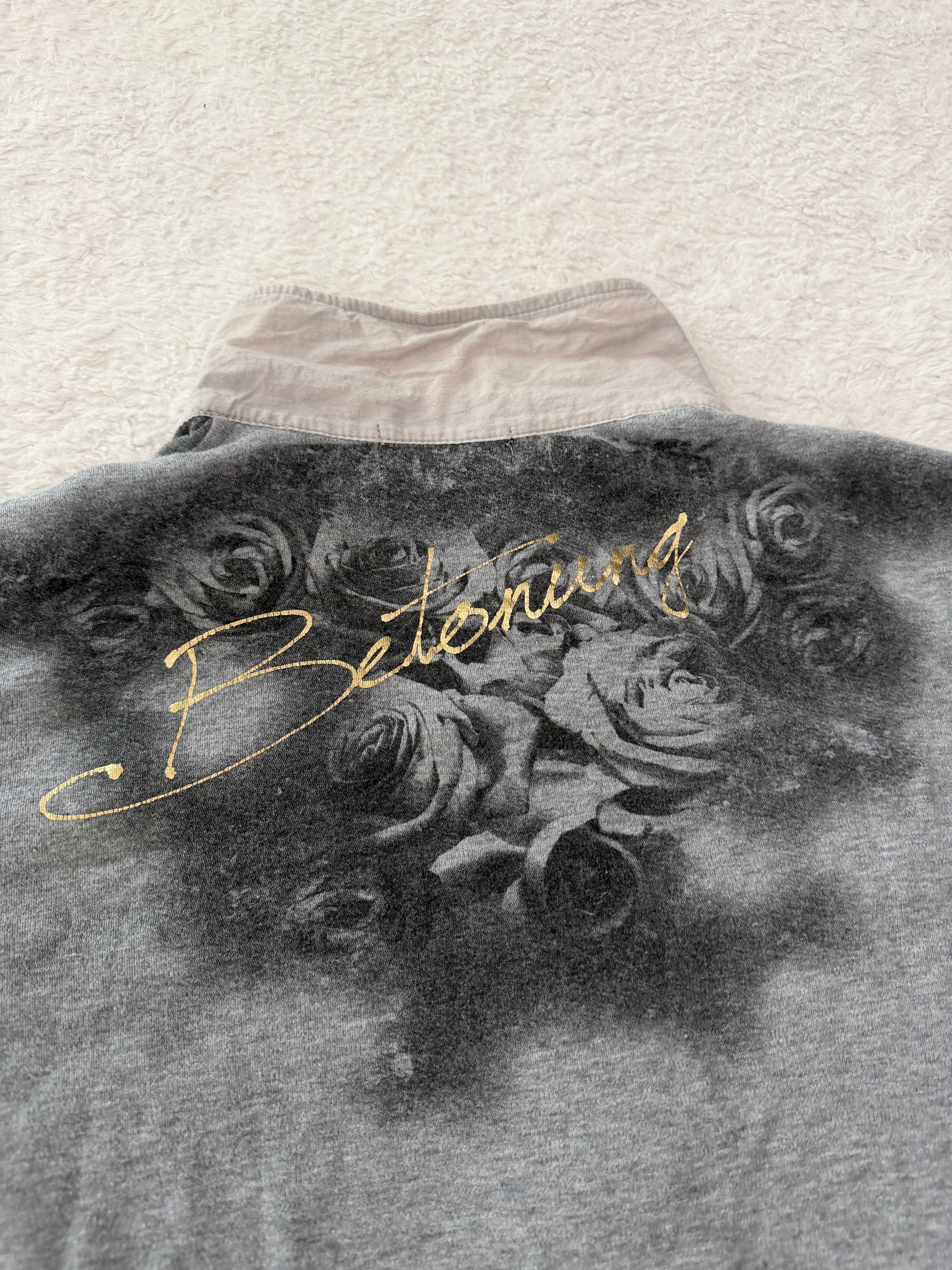 Tornado Mart Strap Rose Butterfly Poem Polo Shirt