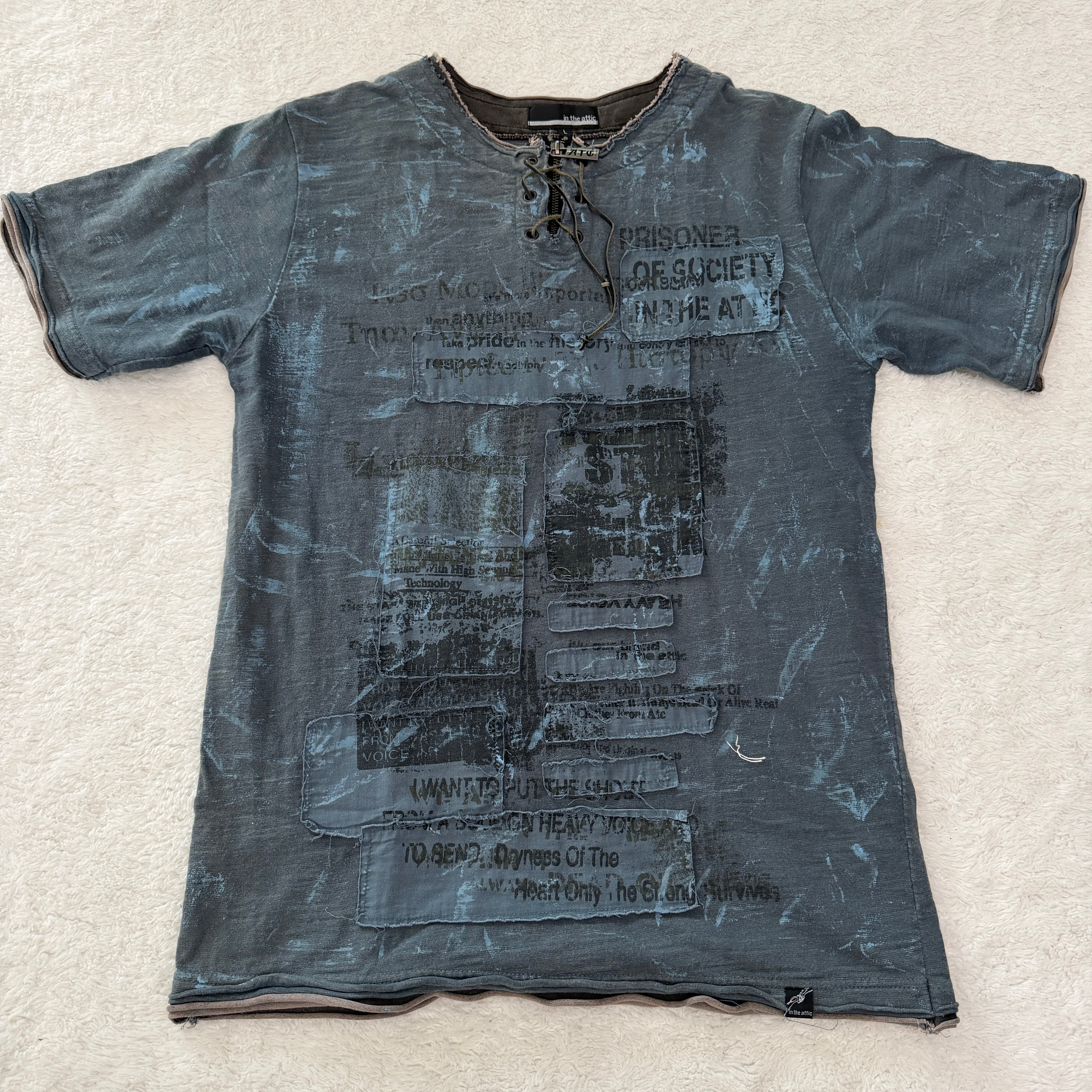In The Attic Quadra Layered Laced Up Patched Shirt
