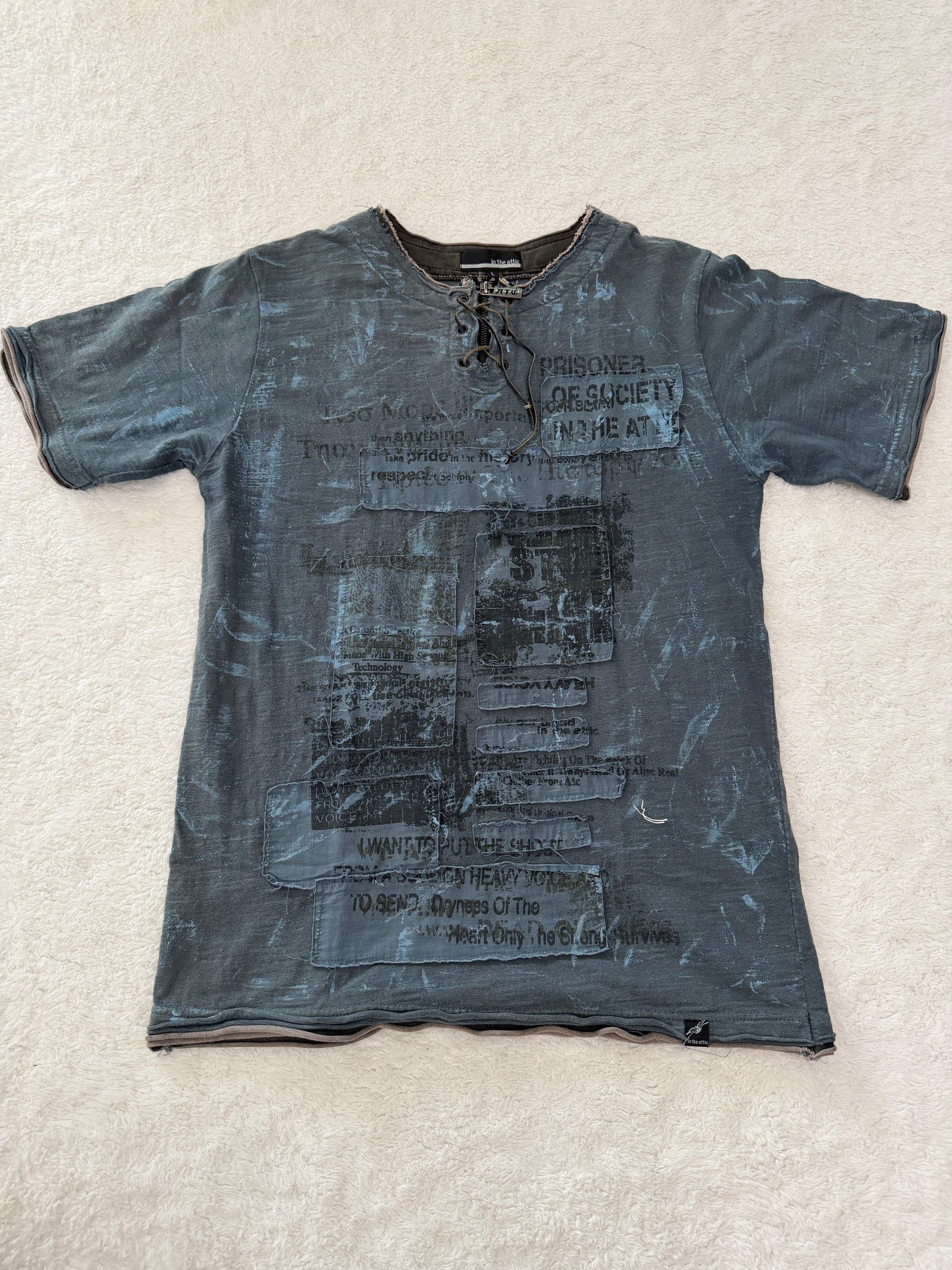 In The Attic Quadra Layered Laced Up Patched Shirt