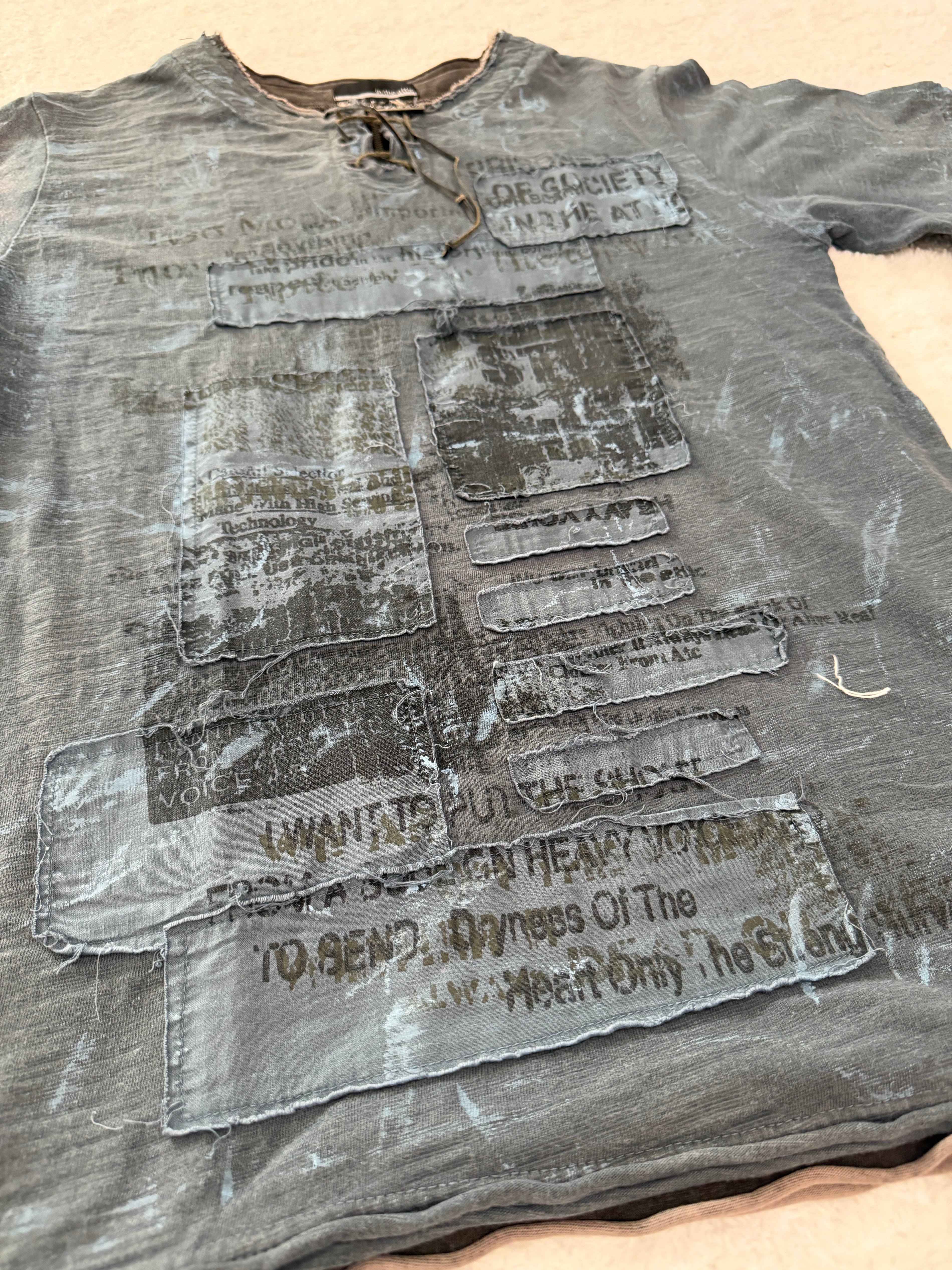 In The Attic Quadra Layered Laced Up Patched Shirt