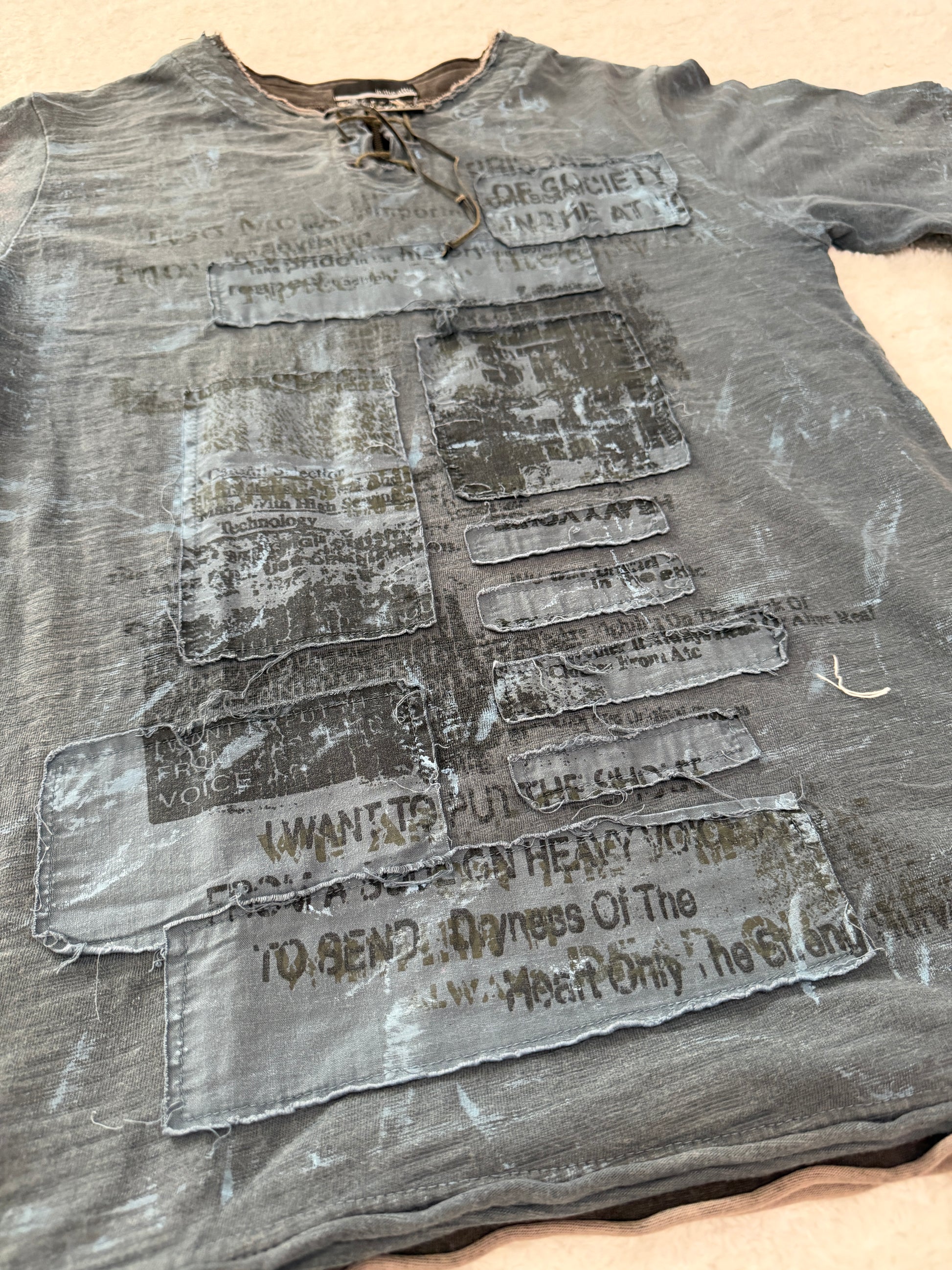 In The Attic Quadra Layered Laced Up Patched Shirt