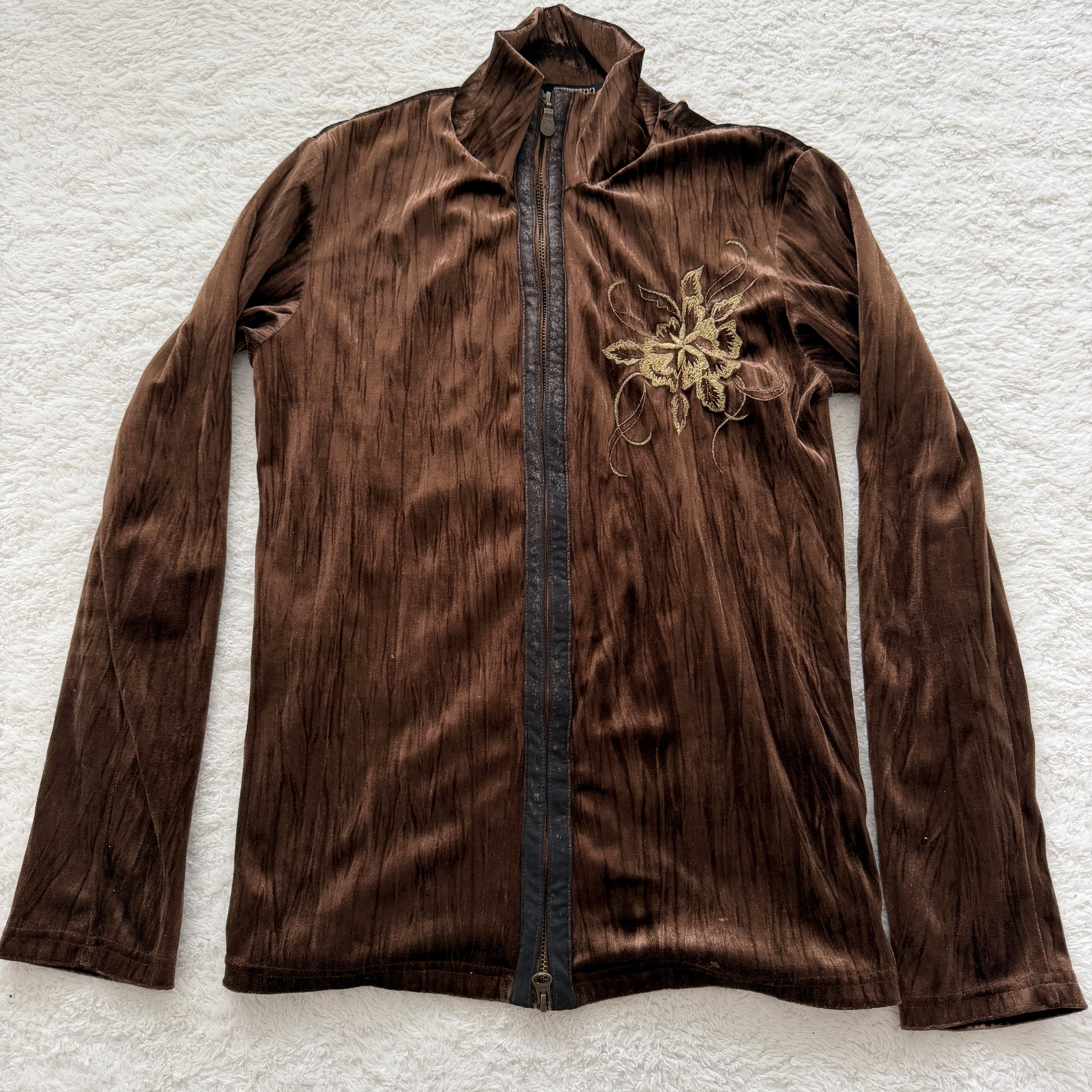 Tornado Mart Bronze Velour Tribal Rose Track Jacket