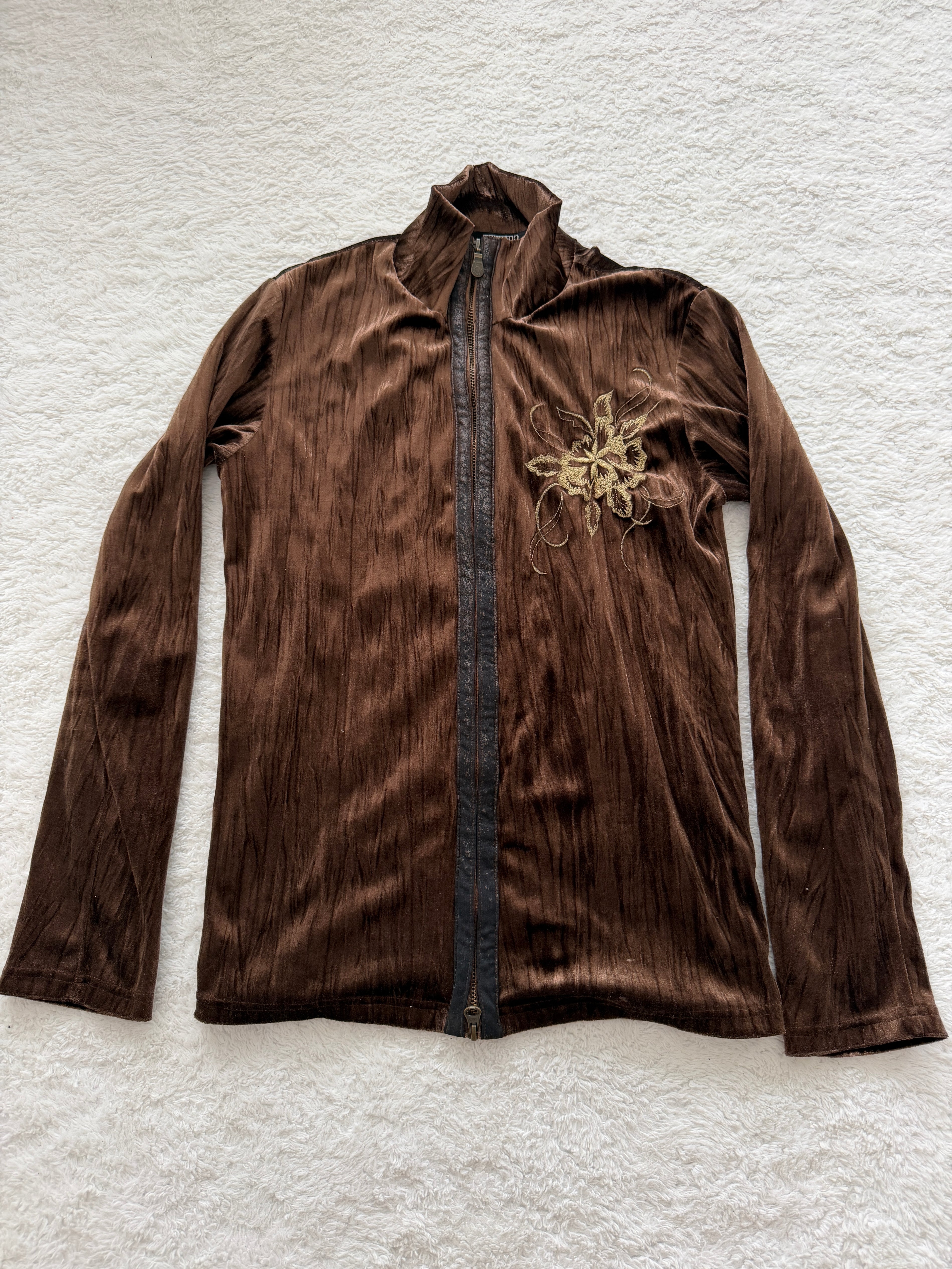 Tornado Mart Bronze Velour Tribal Rose Track Jacket