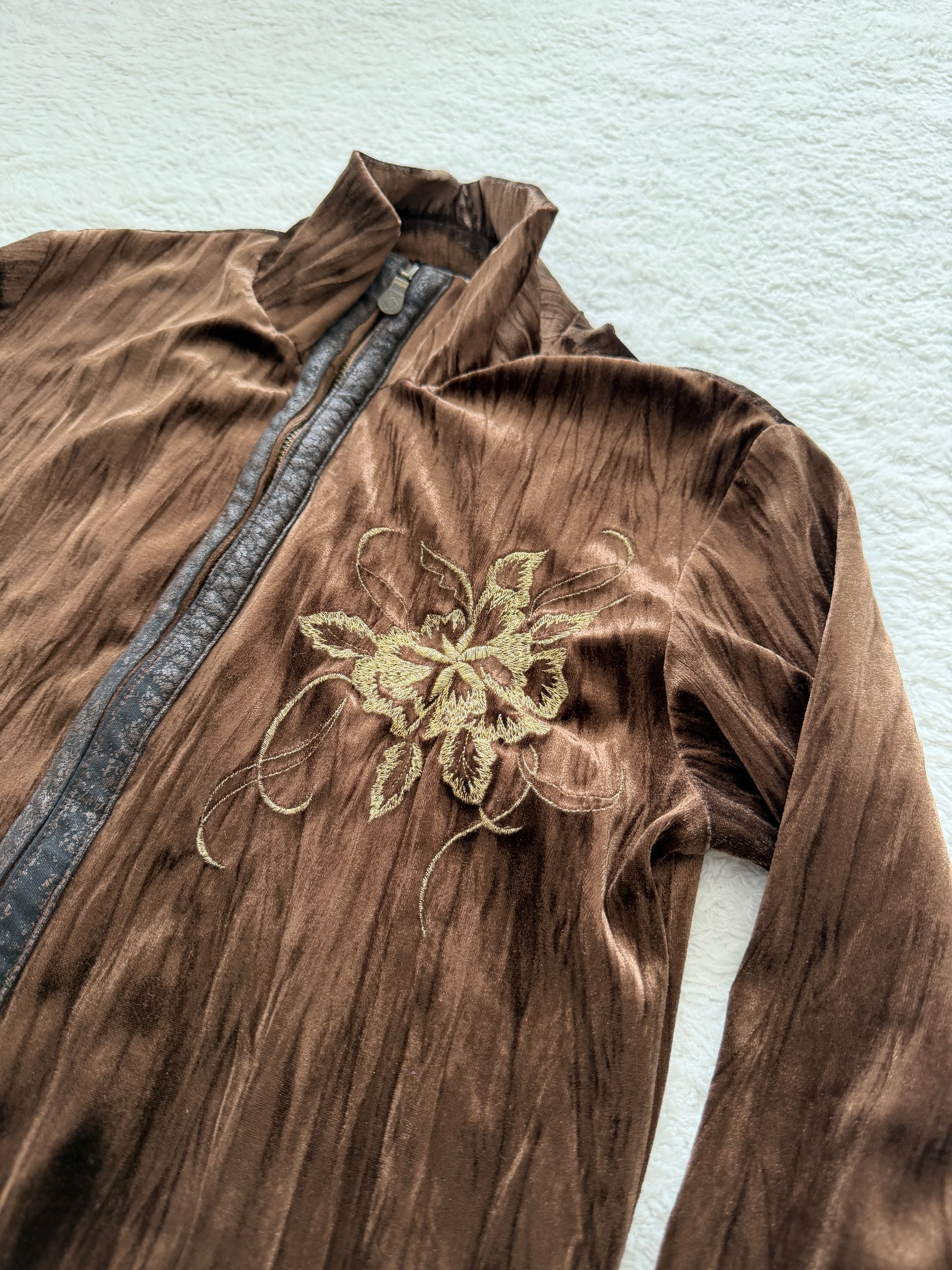 Tornado Mart Bronze Velour Tribal Rose Track Jacket