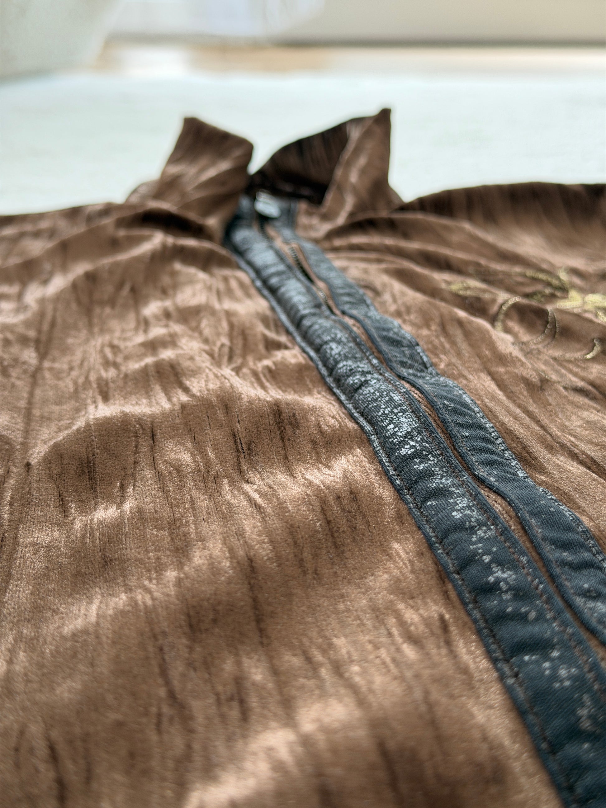 Tornado Mart Bronze Velour Tribal Rose Track Jacket