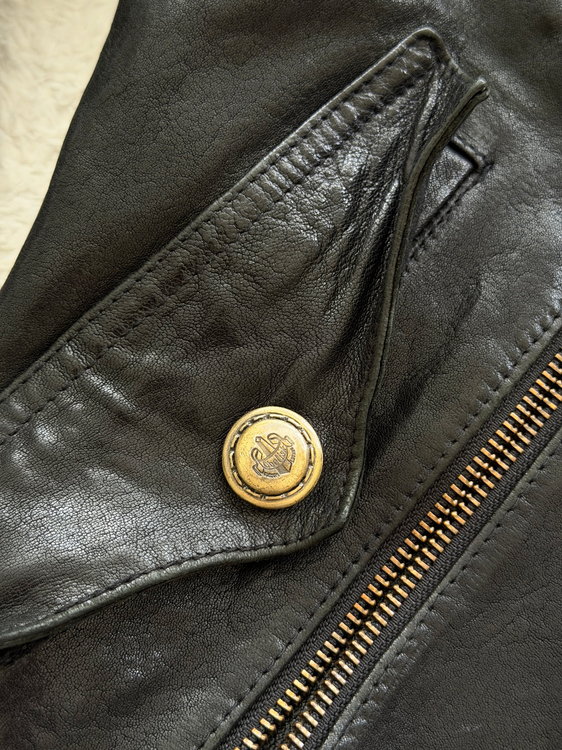 Obelisk Detachable Fur High Quality Leather Bomber Jacket