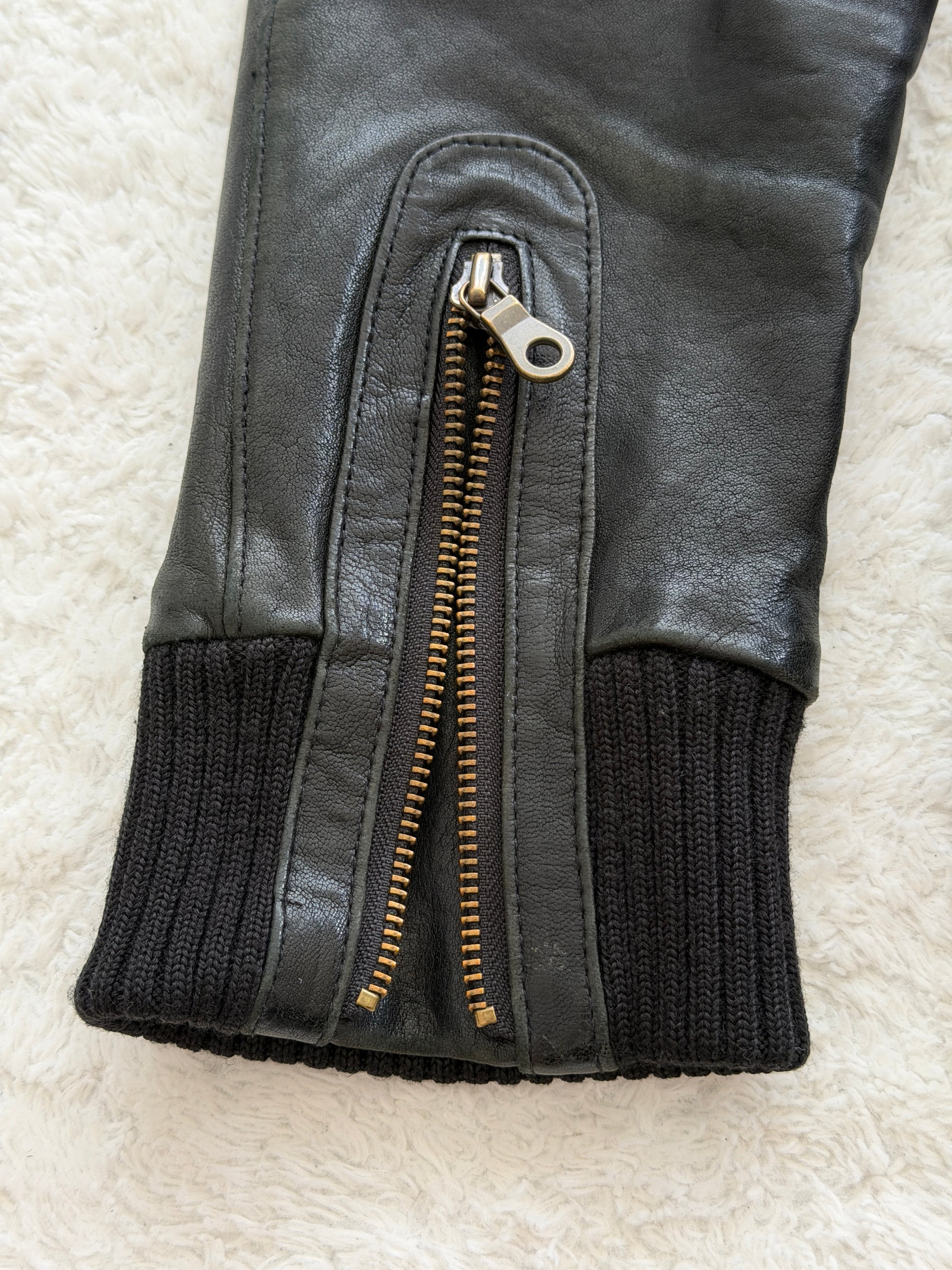 Obelisk Detachable Fur High Quality Leather Bomber Jacket