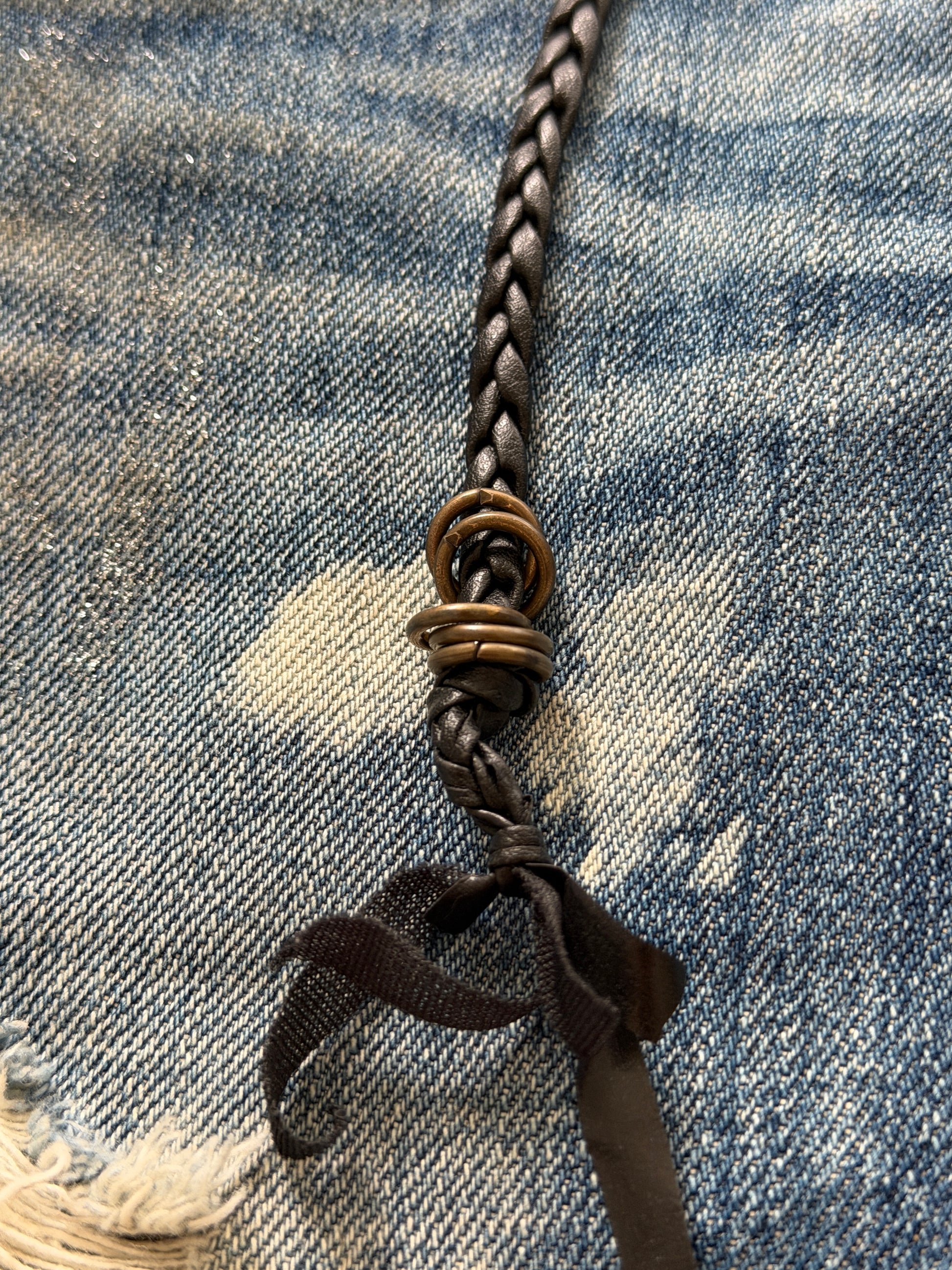 Midas 00‘s Pierced Glitter Laced Up Flared Jeans