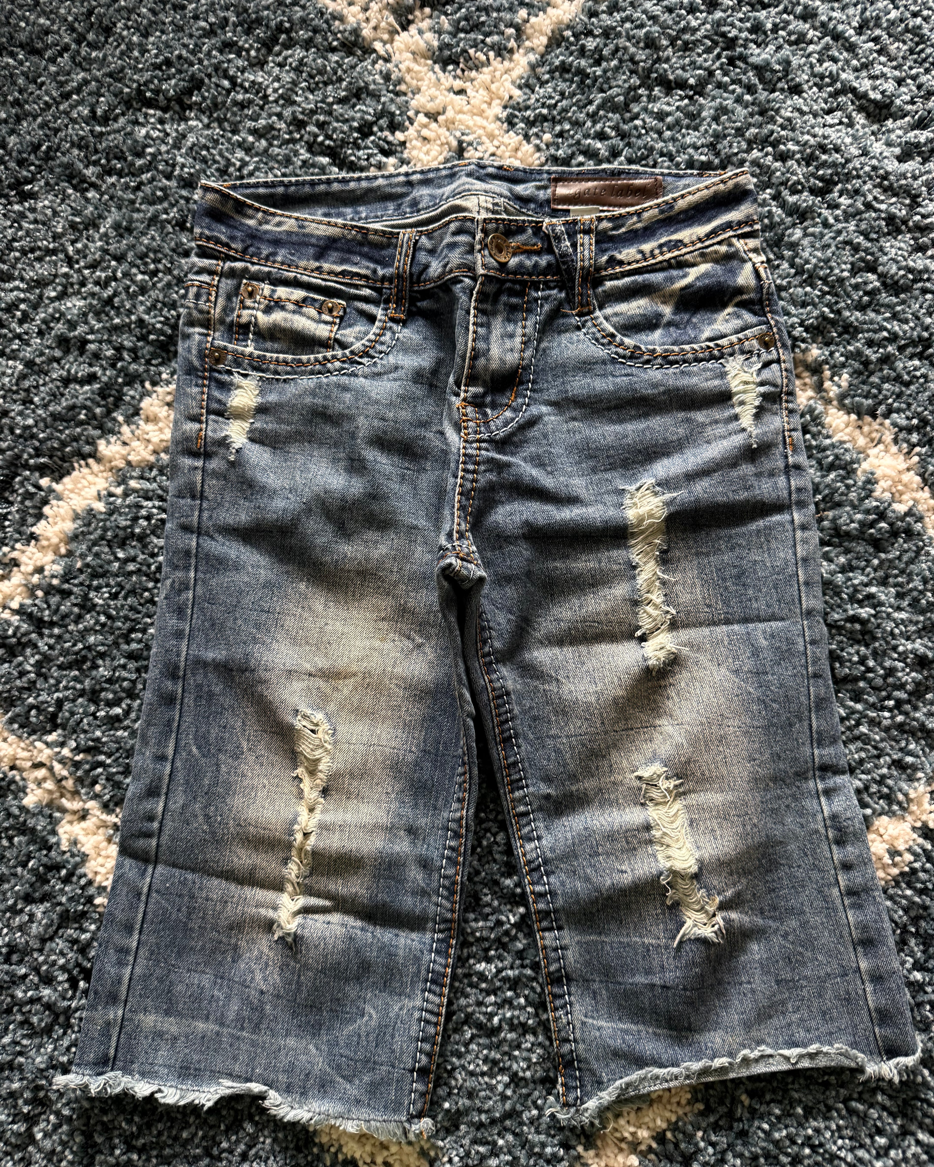 Agathe distressed wing shorts