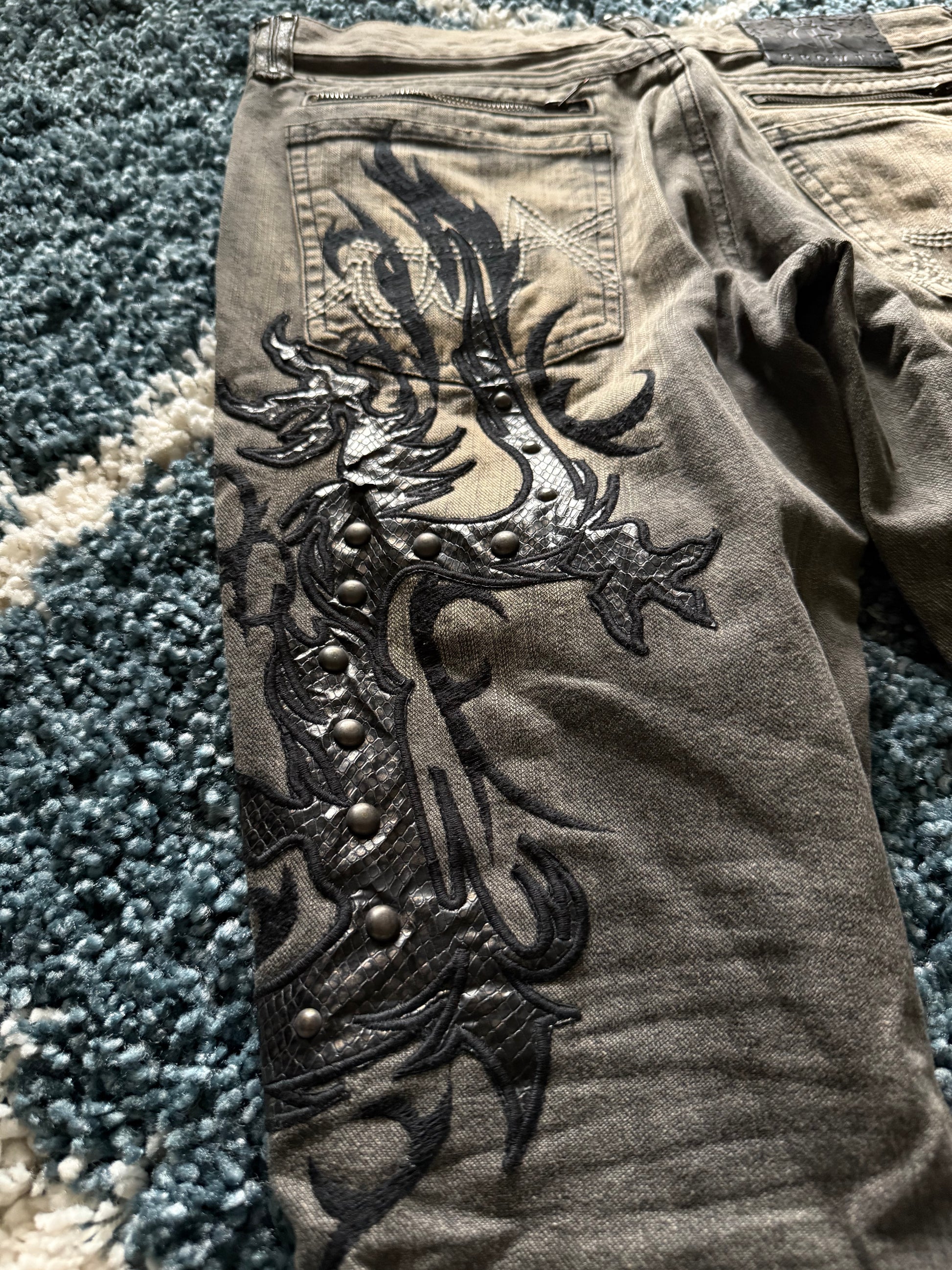 Growth by in the attic snakeskin tribal flared denim