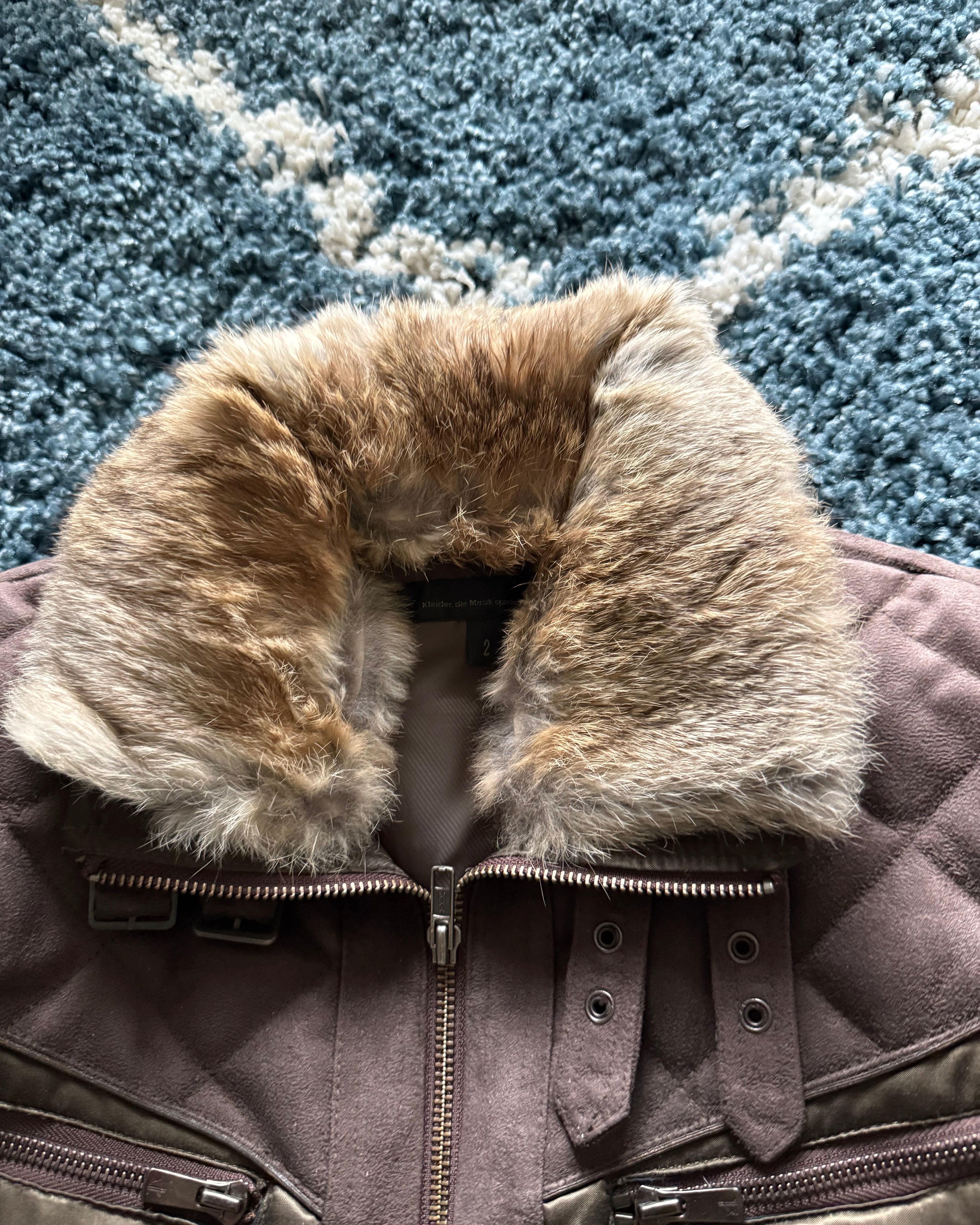 Schlussel convertible rabbit fur puffer jacket