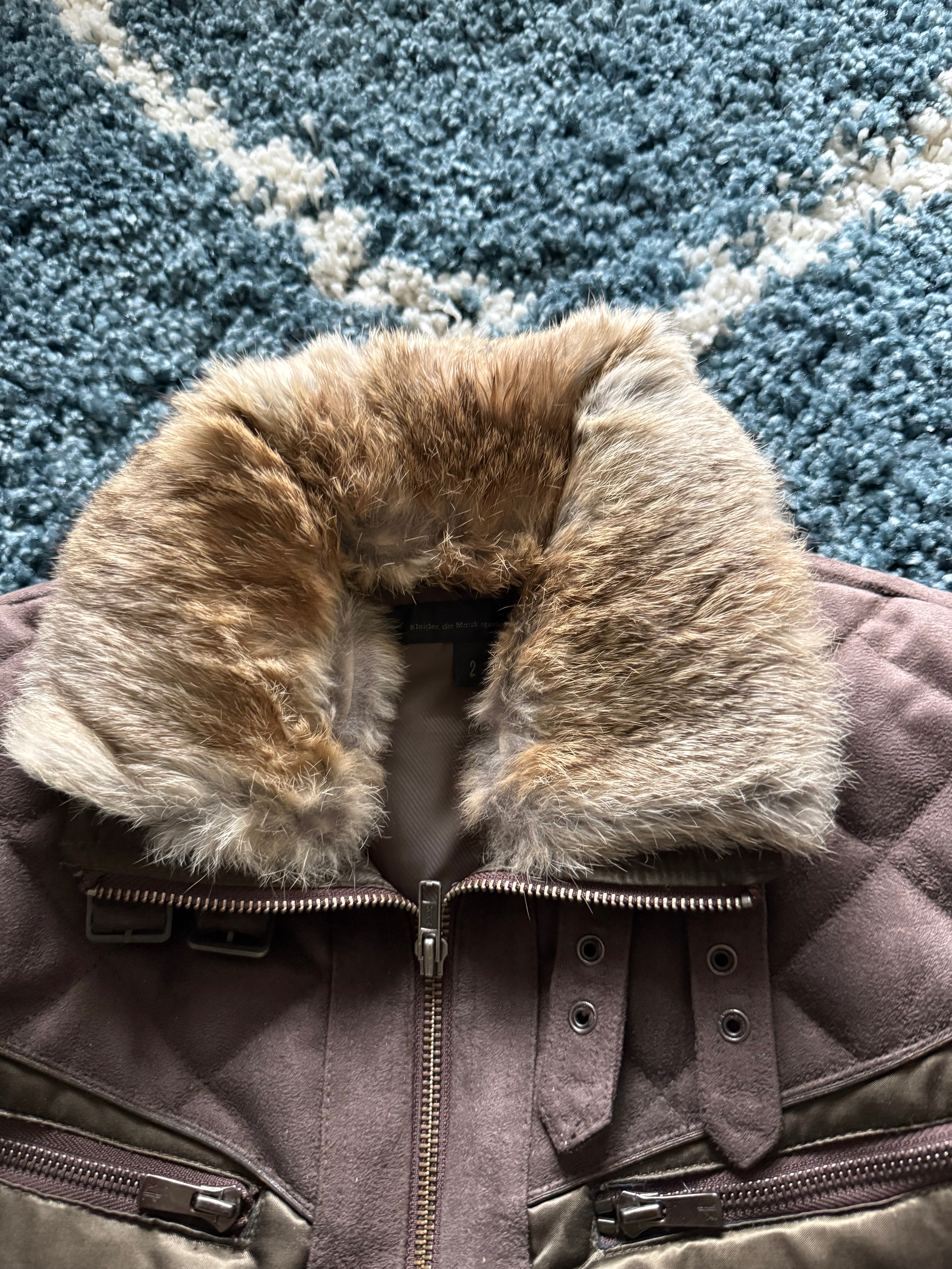 Schlussel convertible rabbit fur puffer jacket