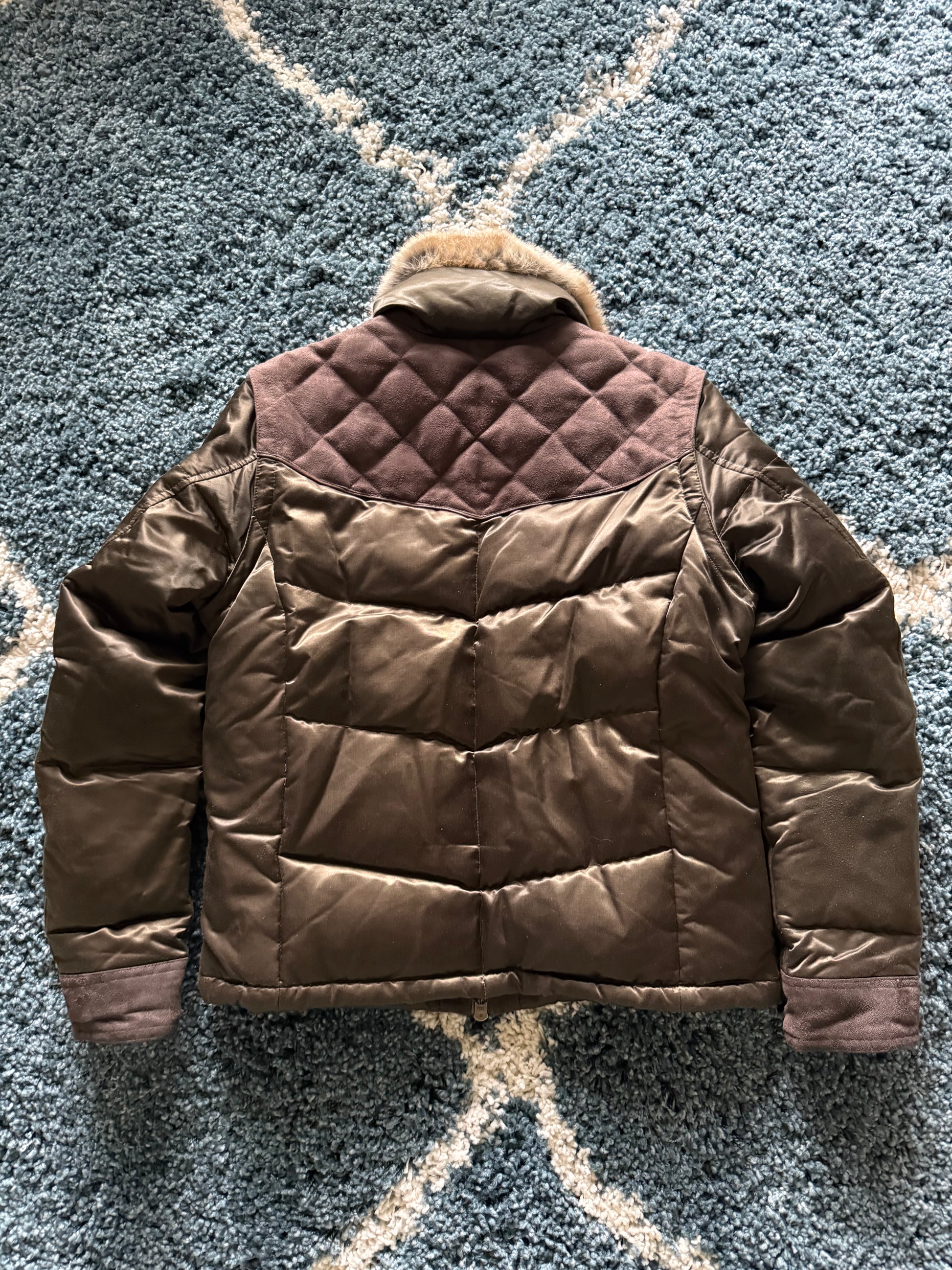 Schlussel convertible rabbit fur puffer jacket