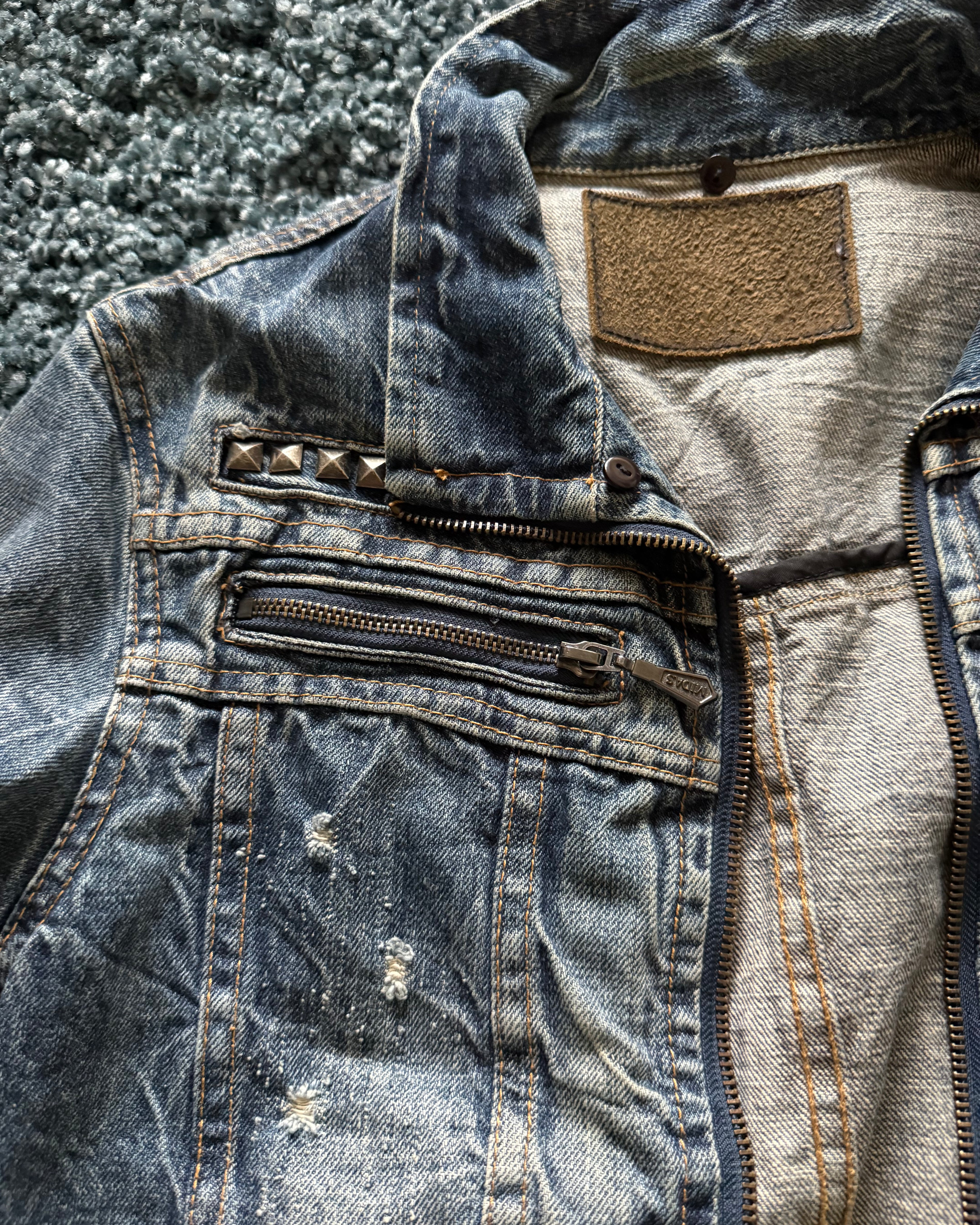 Midas studded distressed denim jacket