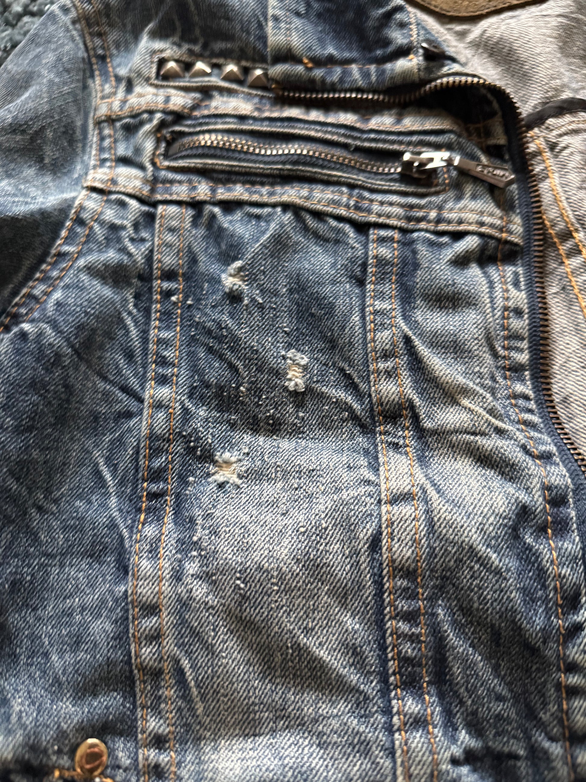 Midas studded distressed denim jacket