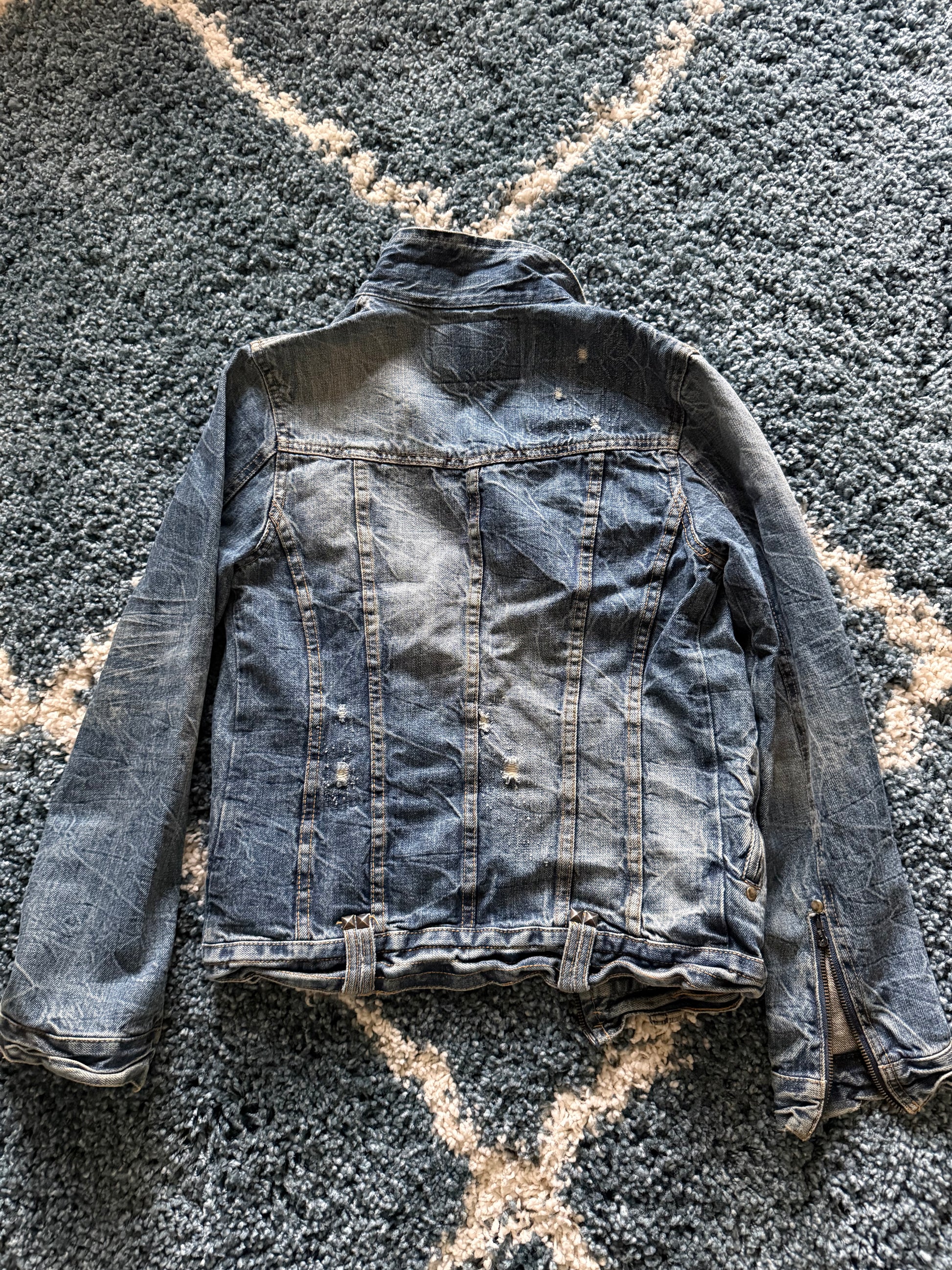 Midas studded distressed denim jacket