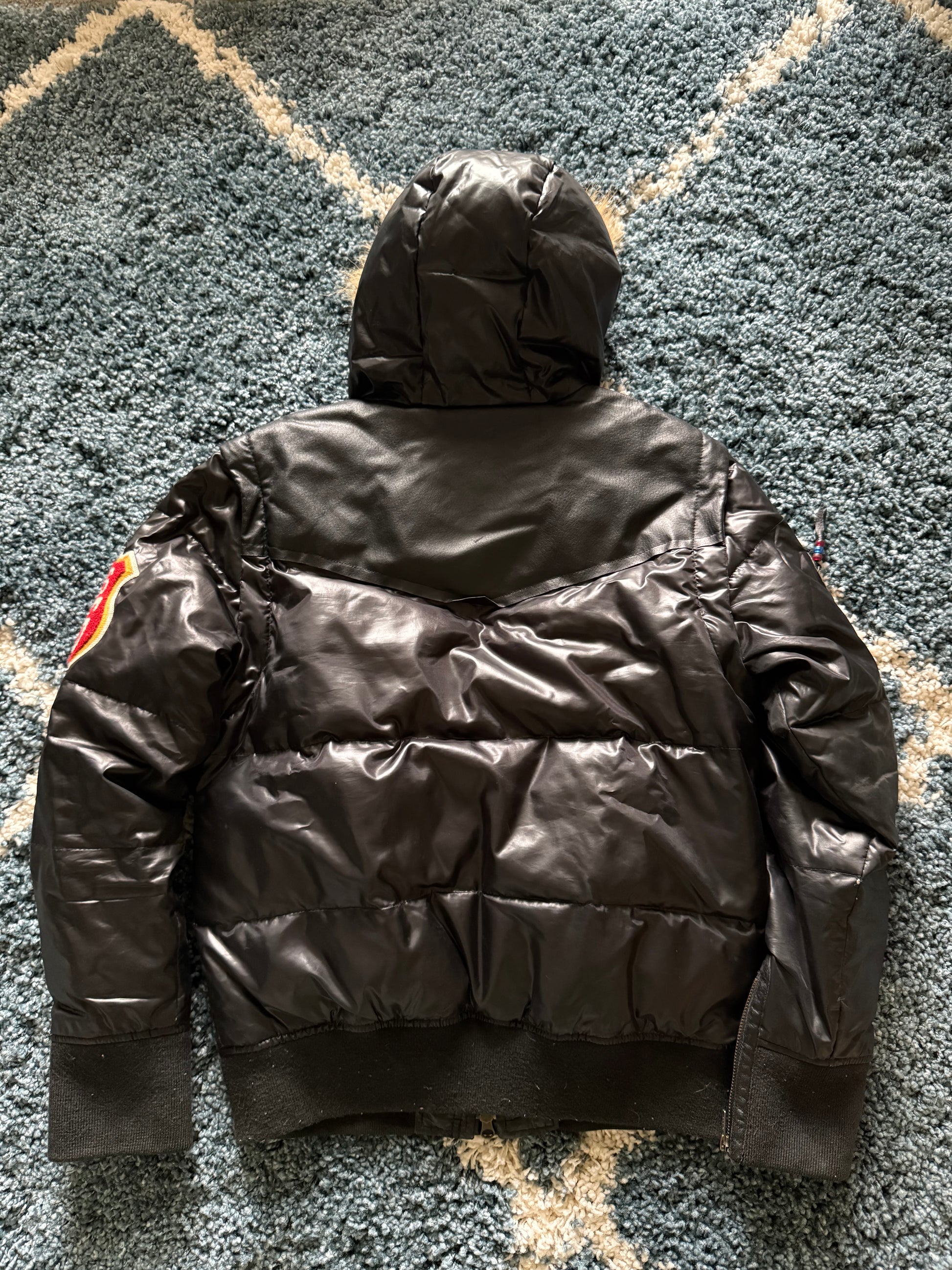 Geronimo patches convertible hardware fur puffer jacket