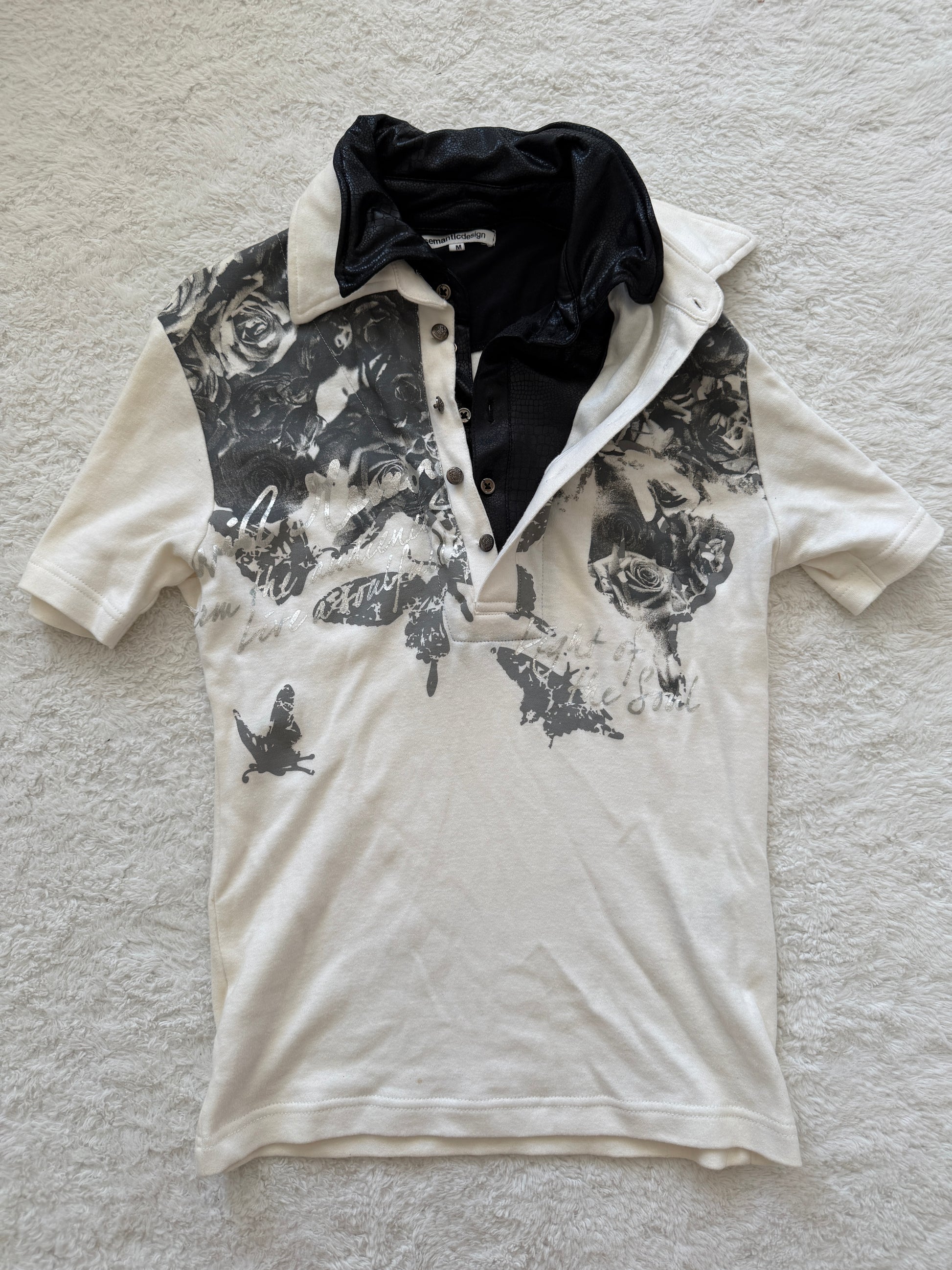 Semantic Design Double Layered Crocodile Waxed Butterfly Polo Shirt