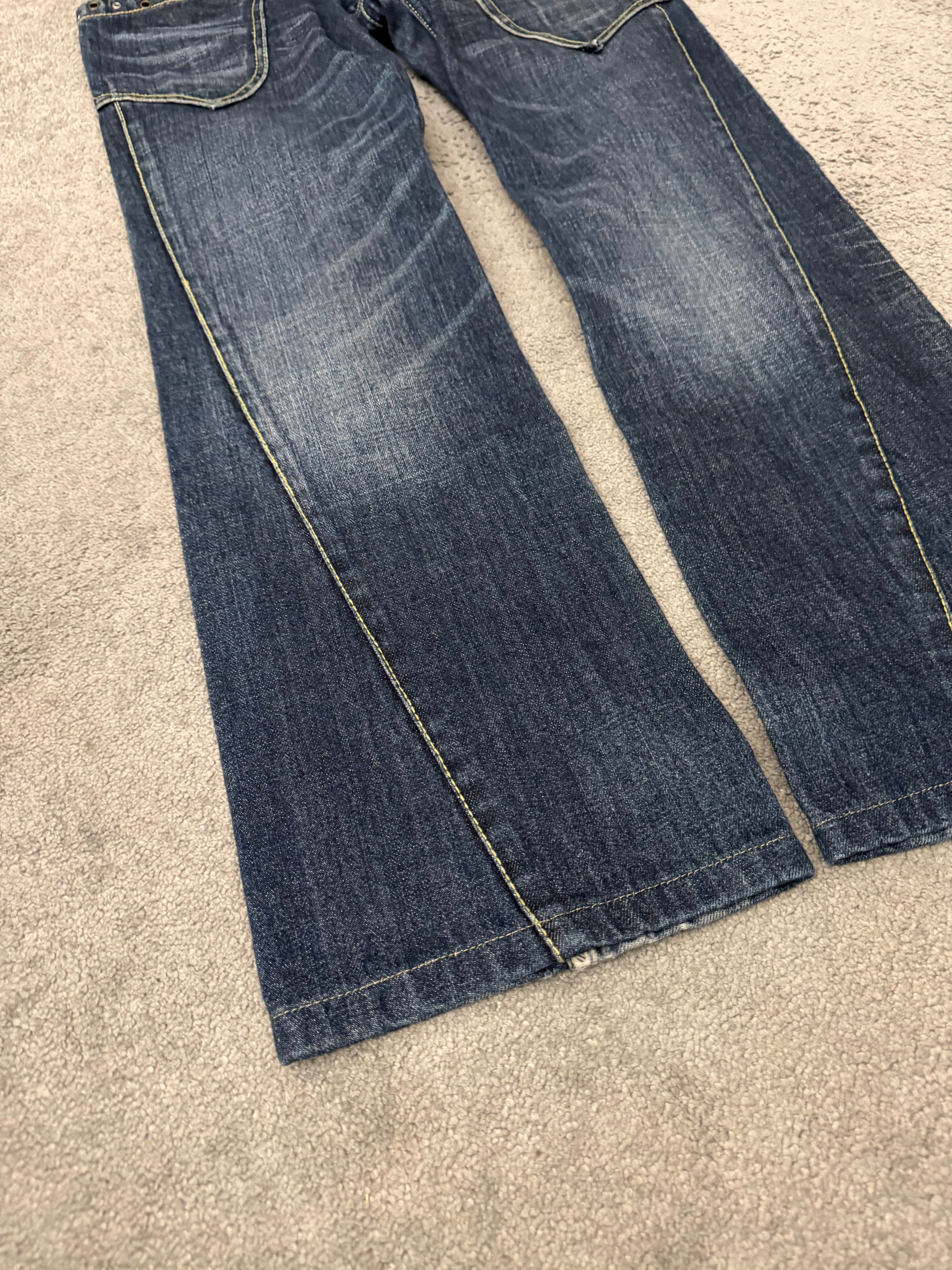 Nicole Club Studded Spiral Flap Pockets Flared Pants