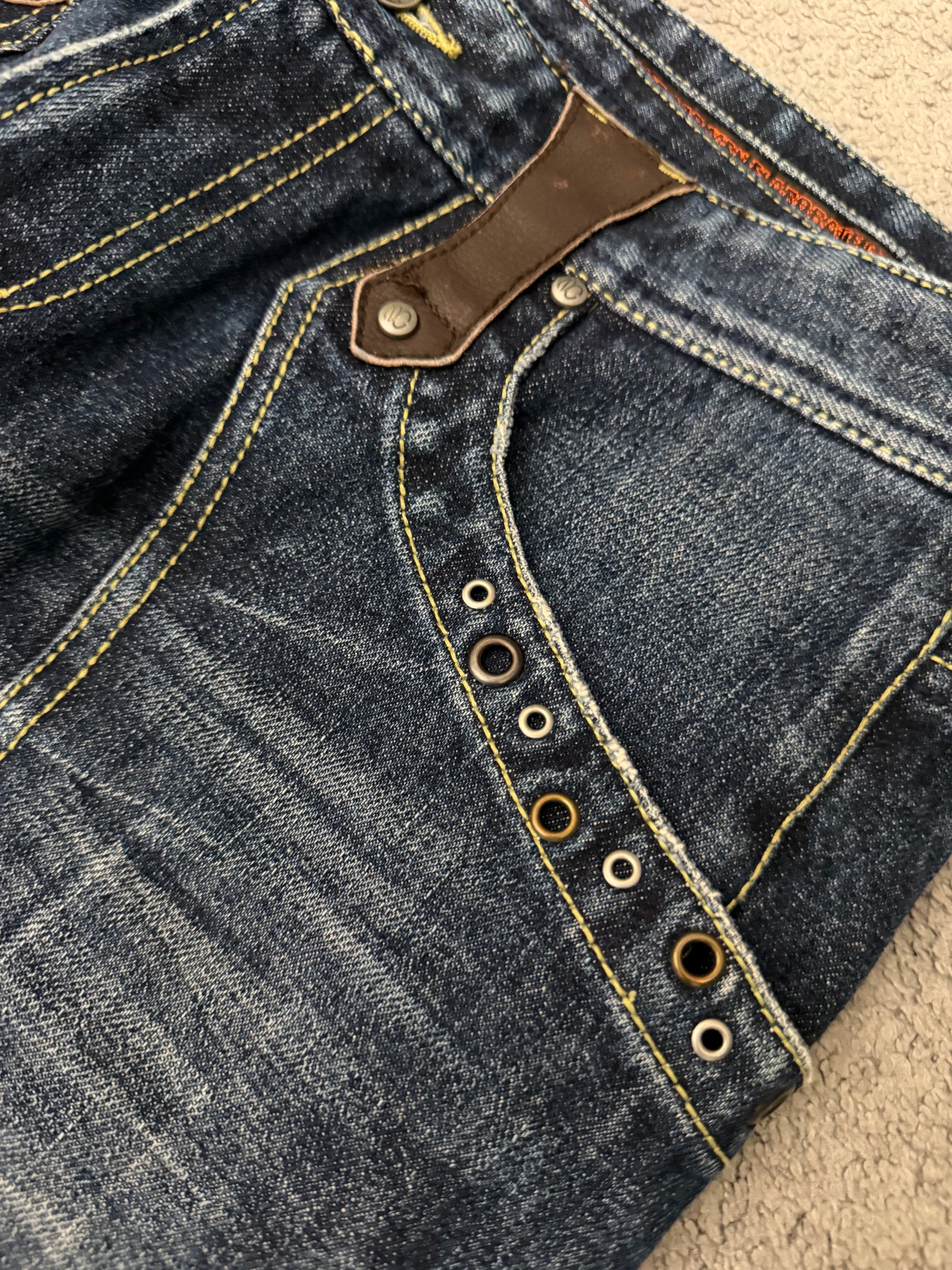 Nicole Club Studded Spiral Flap Pockets Flared Pants