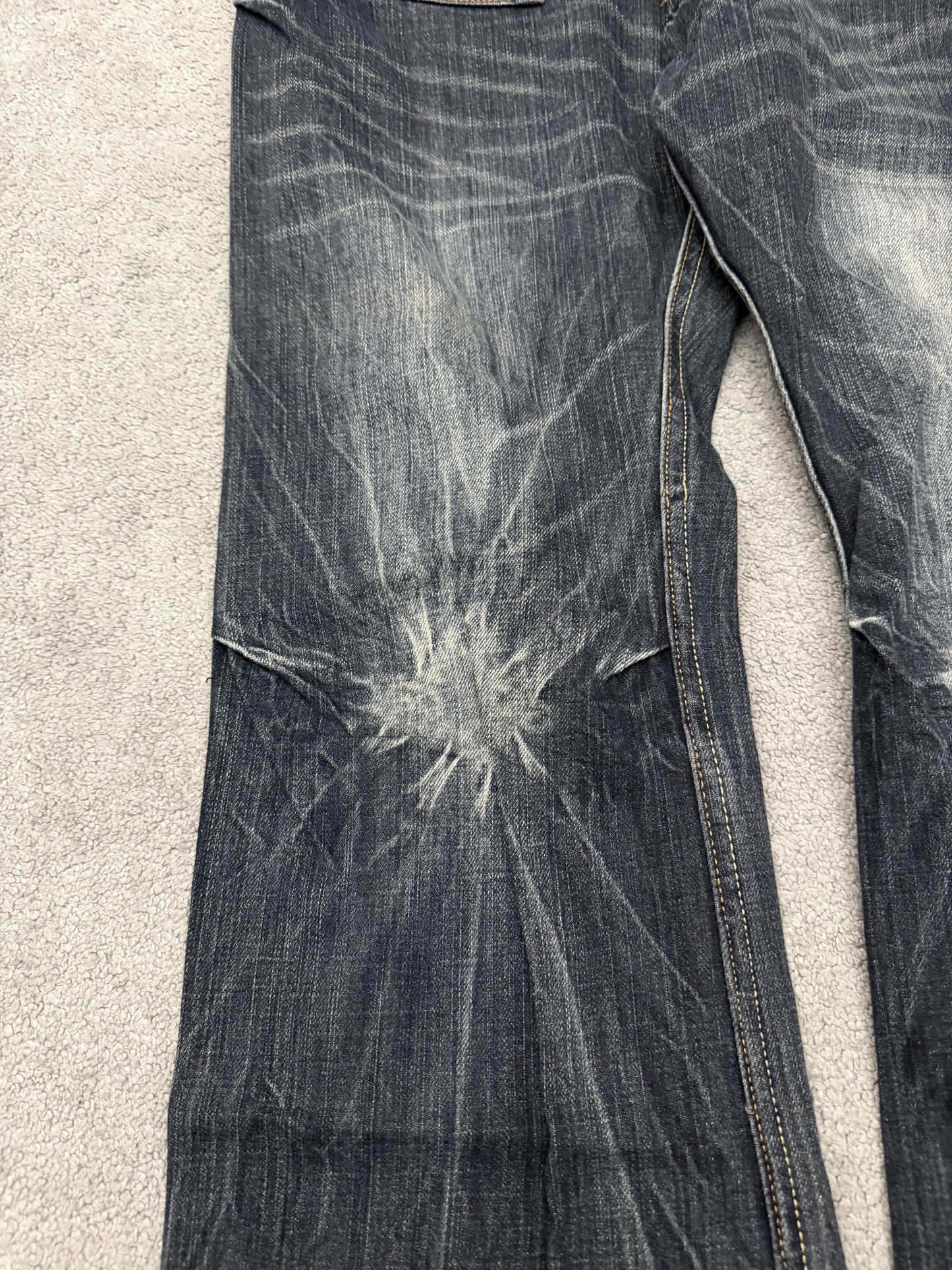 Root Flap Pocket Slashed Knee Flared Pants