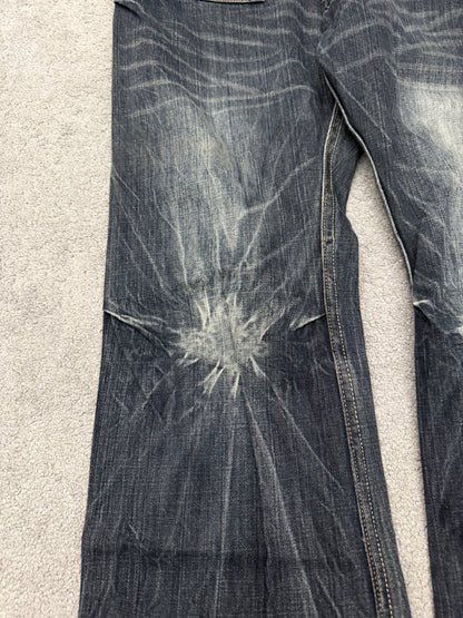 Root Flap Pocket Slashed Knee Flared Pants